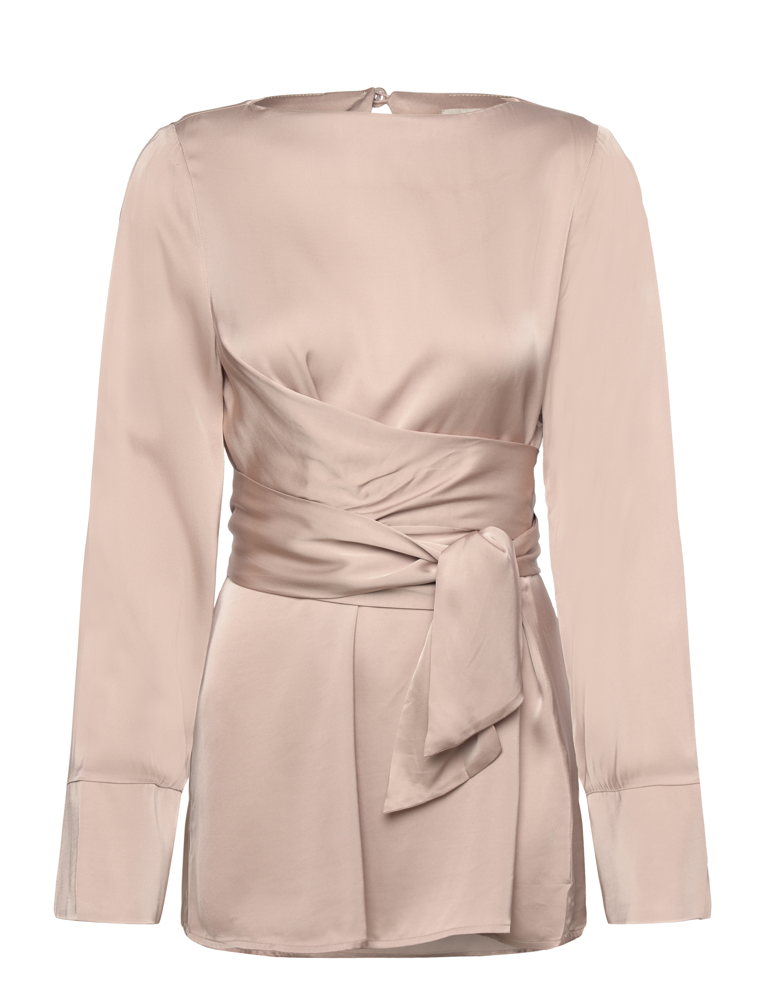 Malina - Demi wrapped front satin blouse - greige - 1