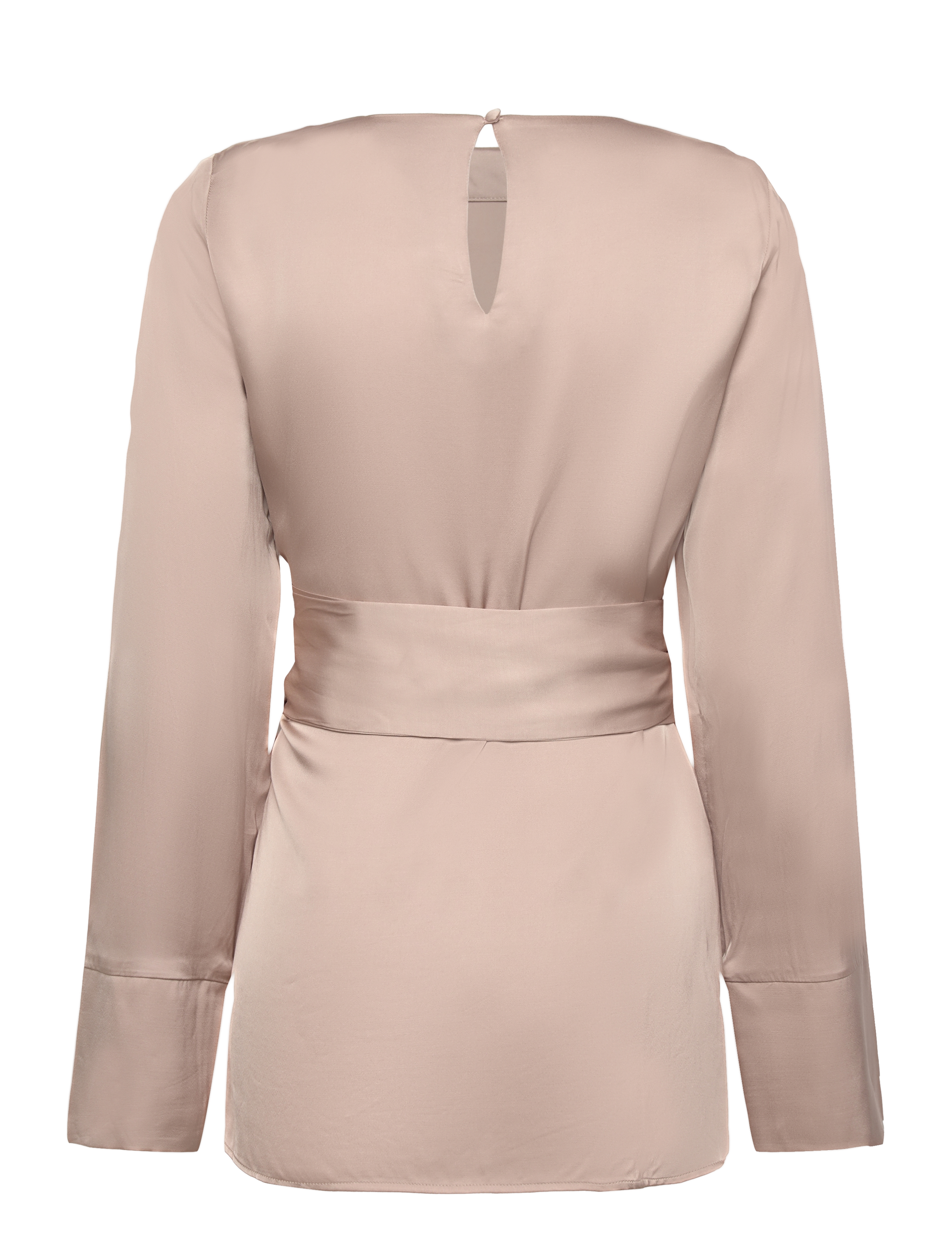 Malina - Demi wrapped front satin blouse - greige - 2
