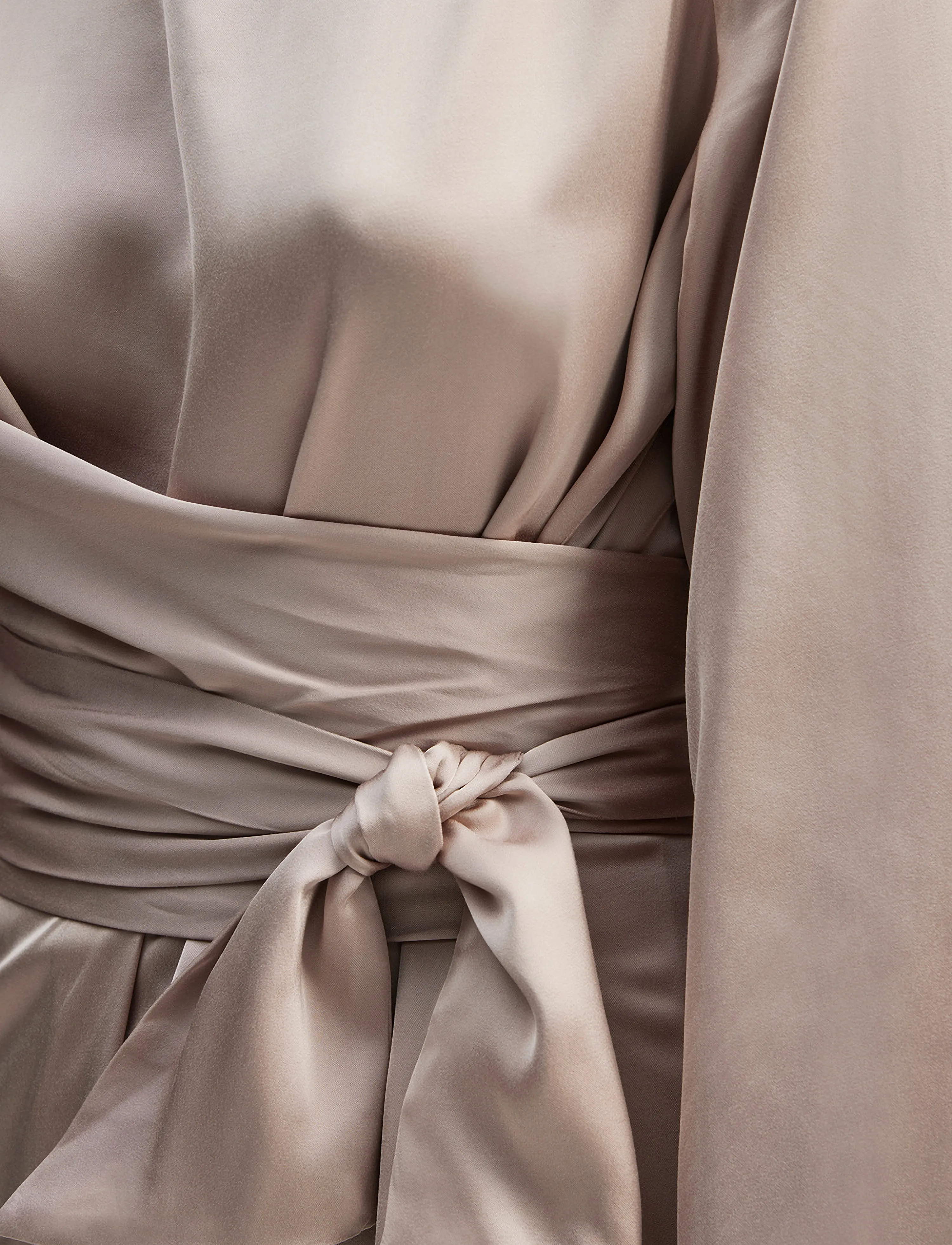 Malina - Demi wrapped front satin blouse - greige - 5