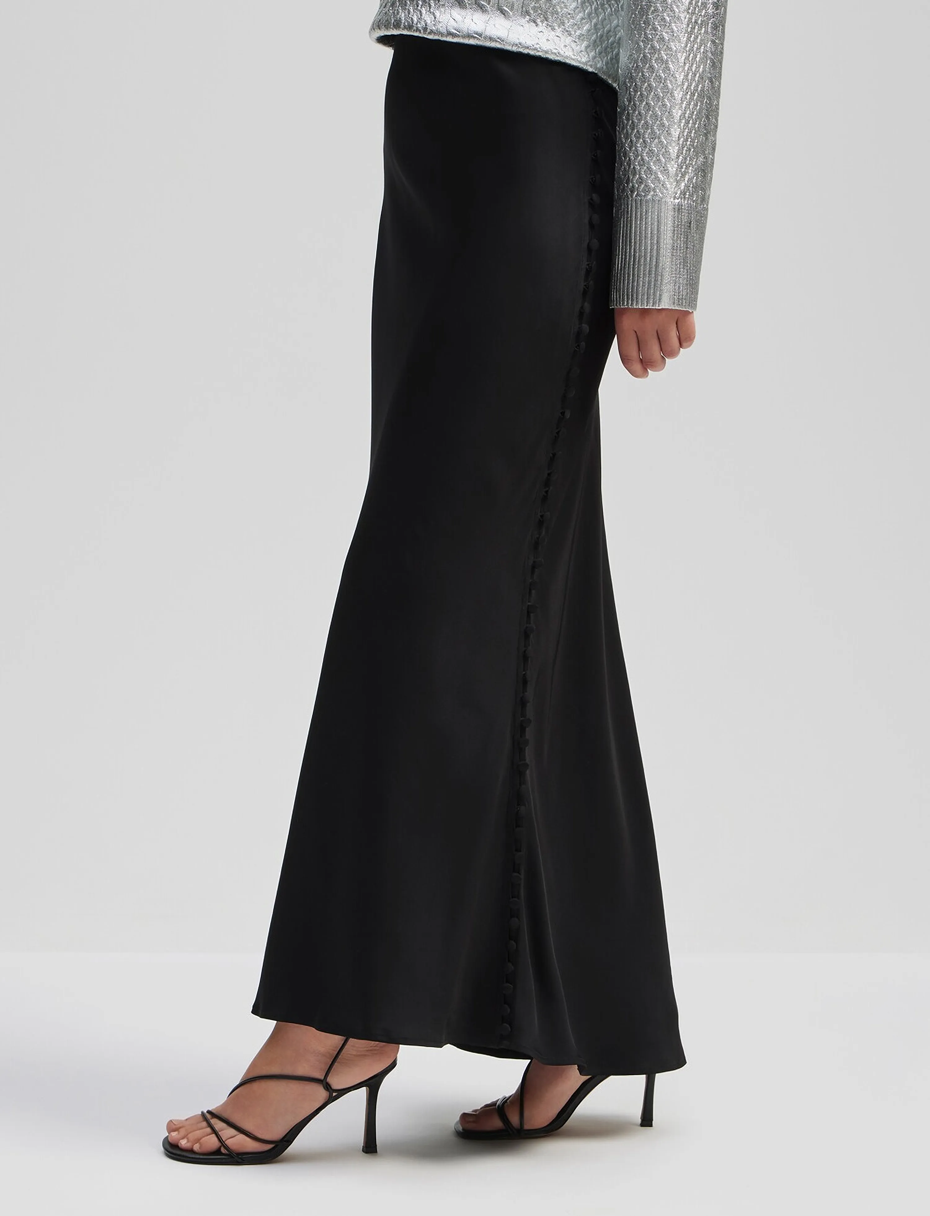 Malina - Adaline button slip maxi skirt - black - 3