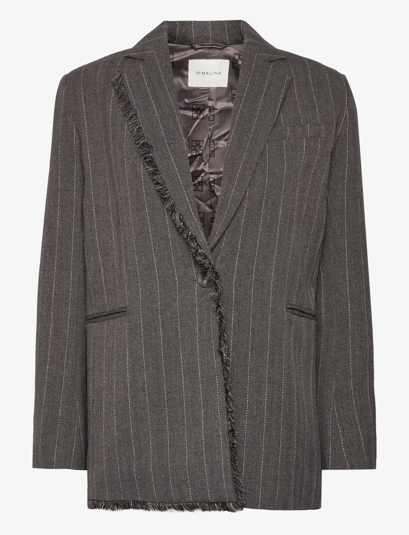 Malina - Ariana tailored fringe blazer - enkeltspente blazere - grey pinstripe - 1