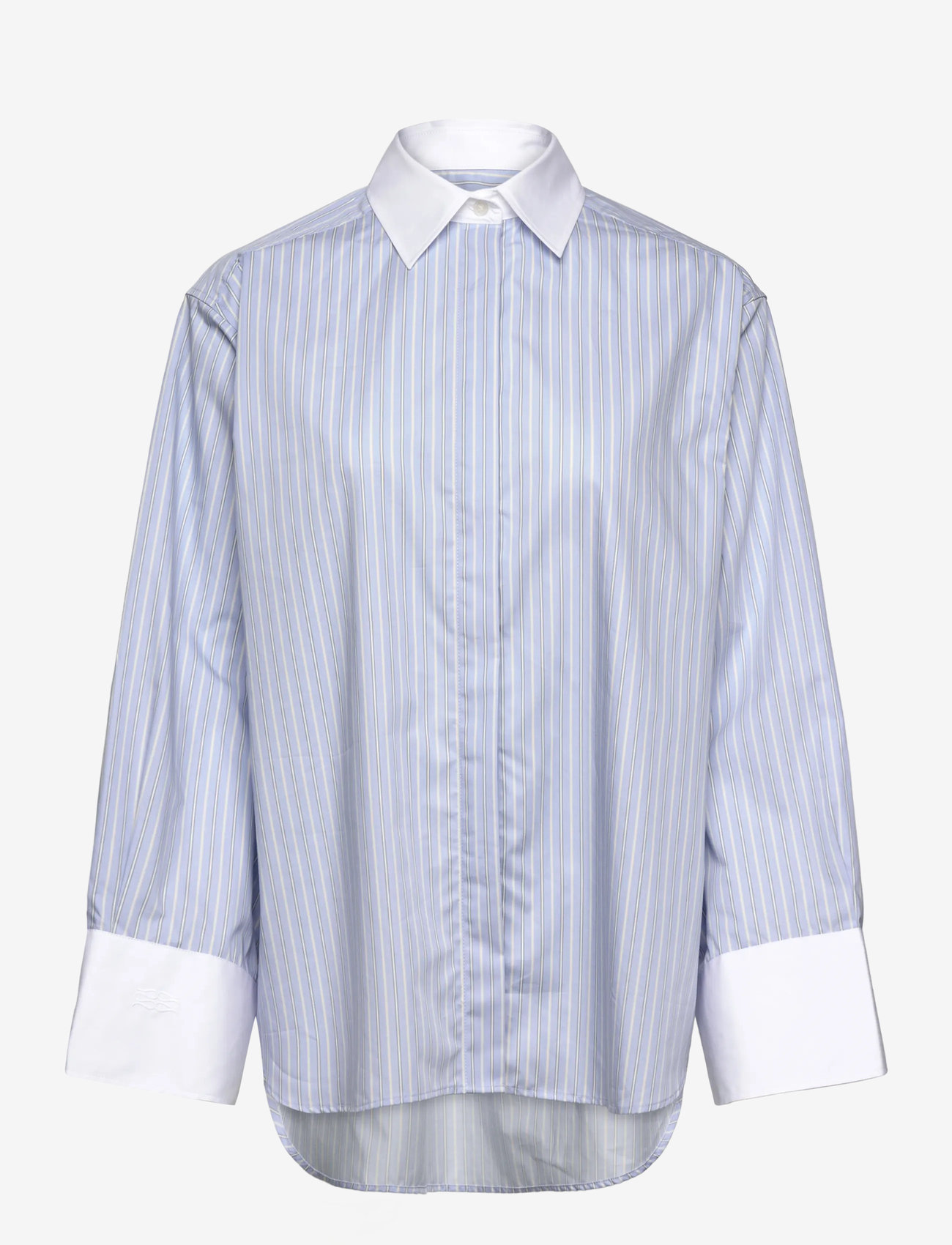 Malina - Classic Poplin Shirt - denim shirts - light blue stripe - 1