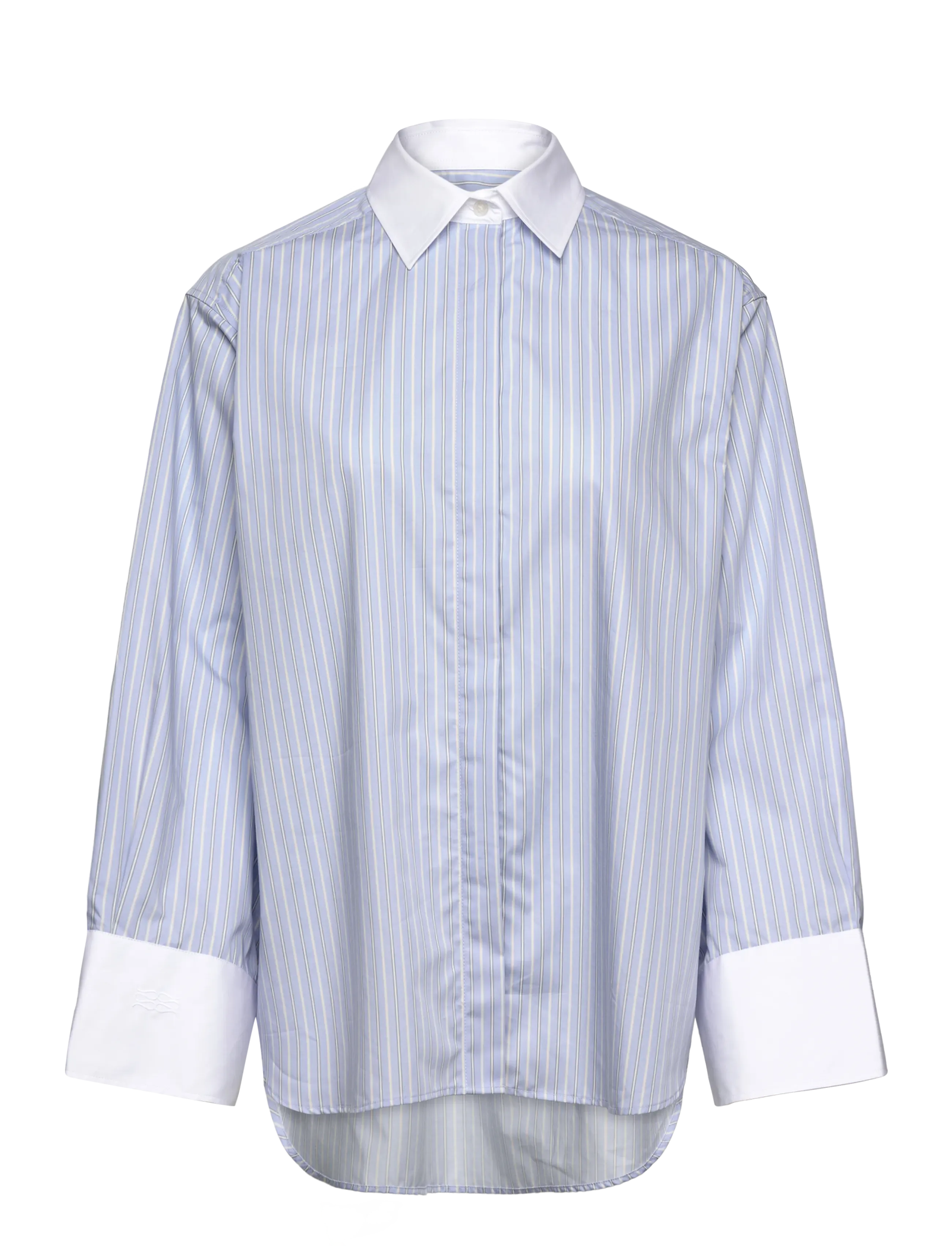 Malina Classic Poplin Shirt - Bluser & Skjorter - LIGHT BLUE STRIPE / blue