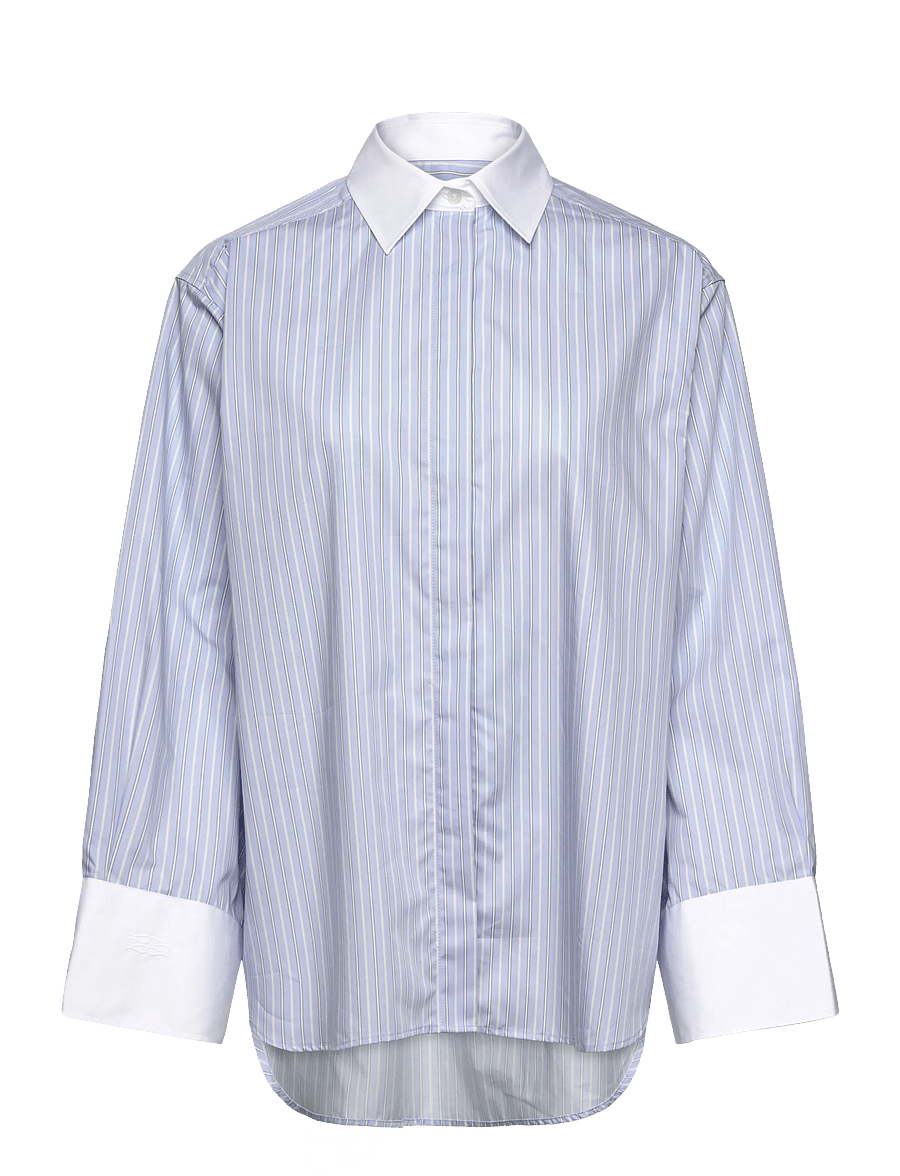 Malina - Classic Poplin Shirt - jeansskjortor - light blue stripe - 1