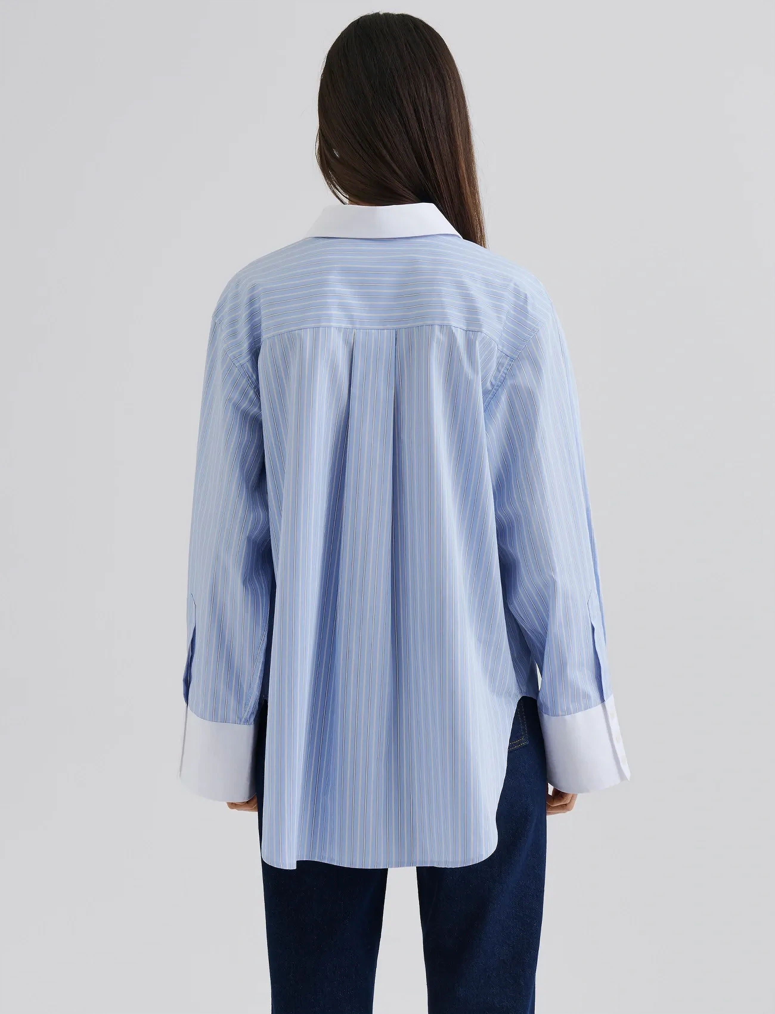 Malina - Classic Poplin Shirt - jeansskjortor - light blue stripe - 3