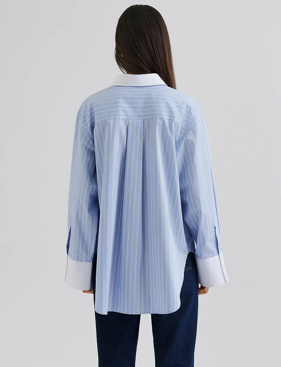 Malina - Classic Poplin Shirt - jeansskjortor - light blue stripe - 3