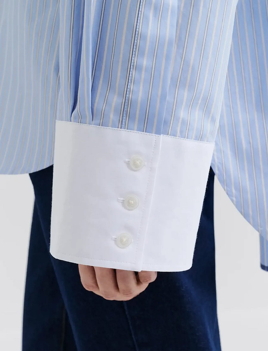 Malina - Classic Poplin Shirt - jeansskjortor - light blue stripe - 4