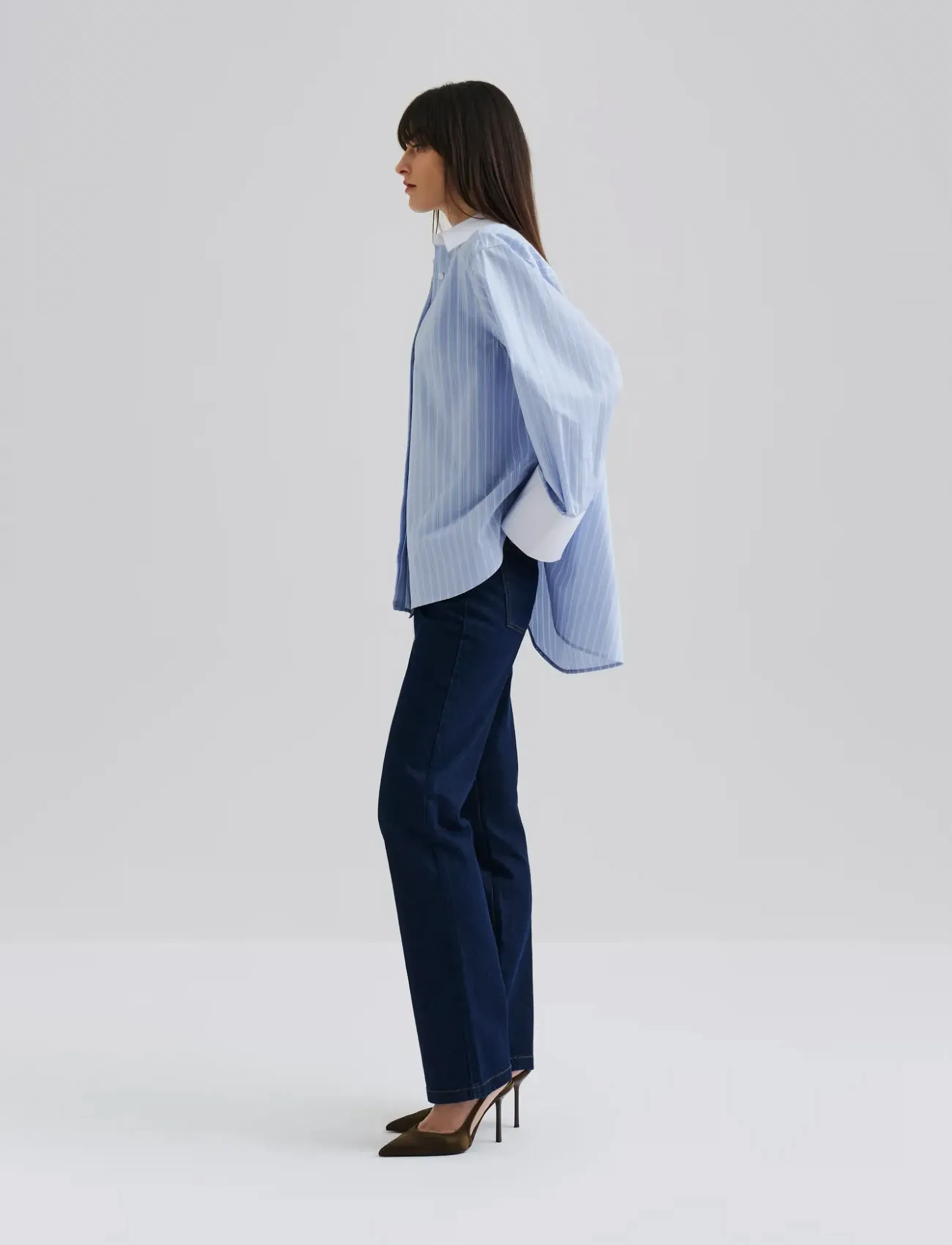 Malina - Classic Poplin Shirt - jeansskjortor - light blue stripe - 5