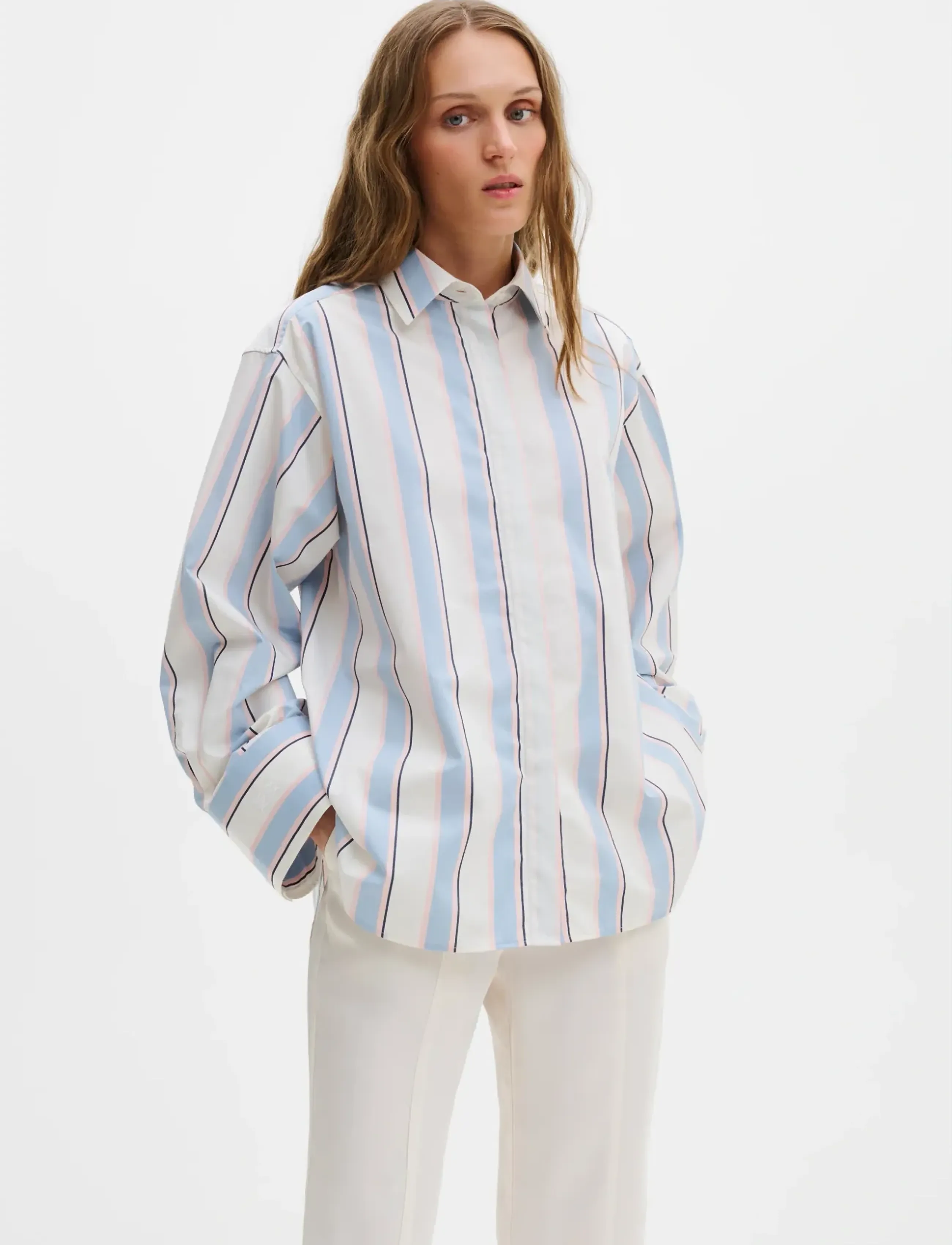 Malina Classic Poplin Shirt - Malina - SKY BLUE STRIPE / blue