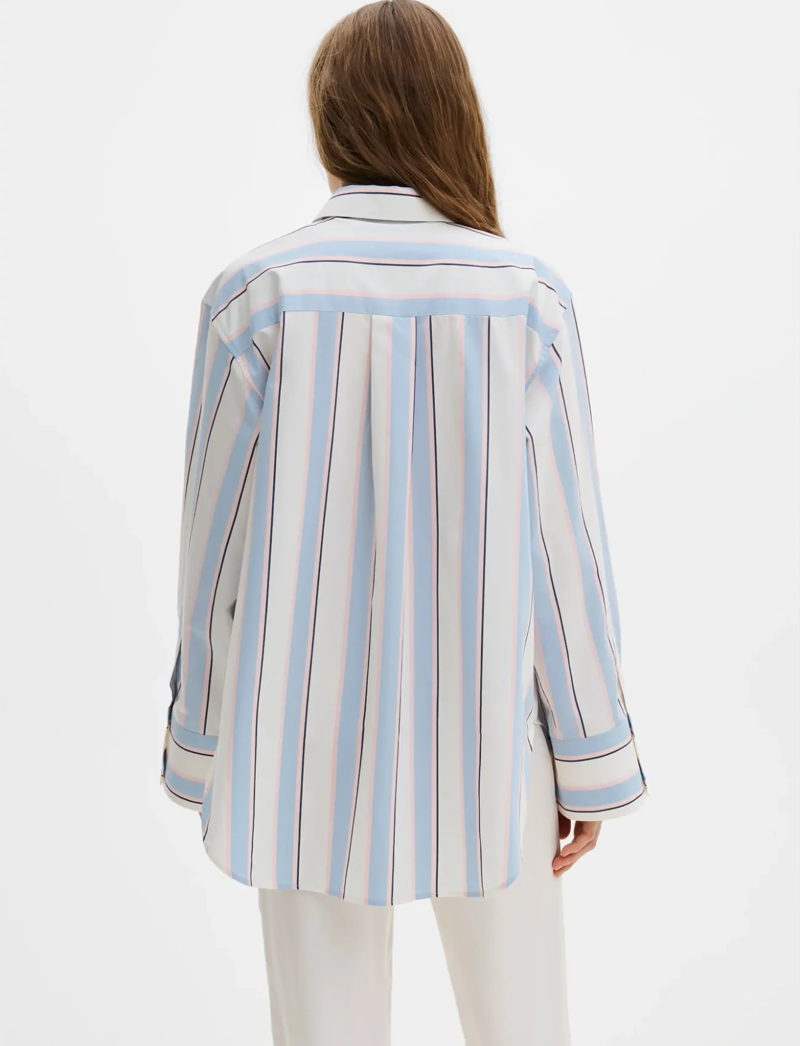 Malina - Classic Poplin Shirt - denim shirts - sky blue stripe - 2