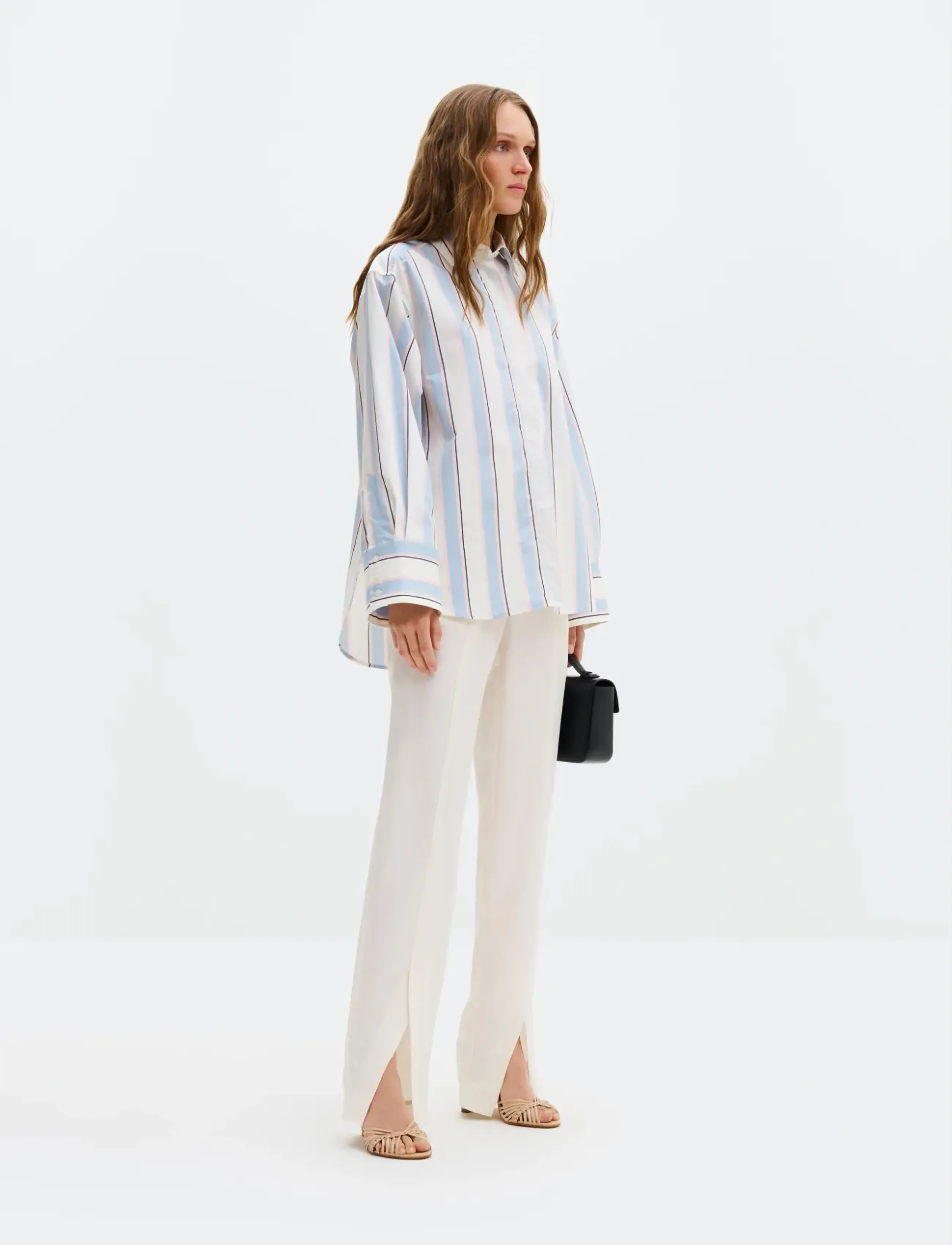 Malina - Classic Poplin Shirt - denim shirts - sky blue stripe - 3
