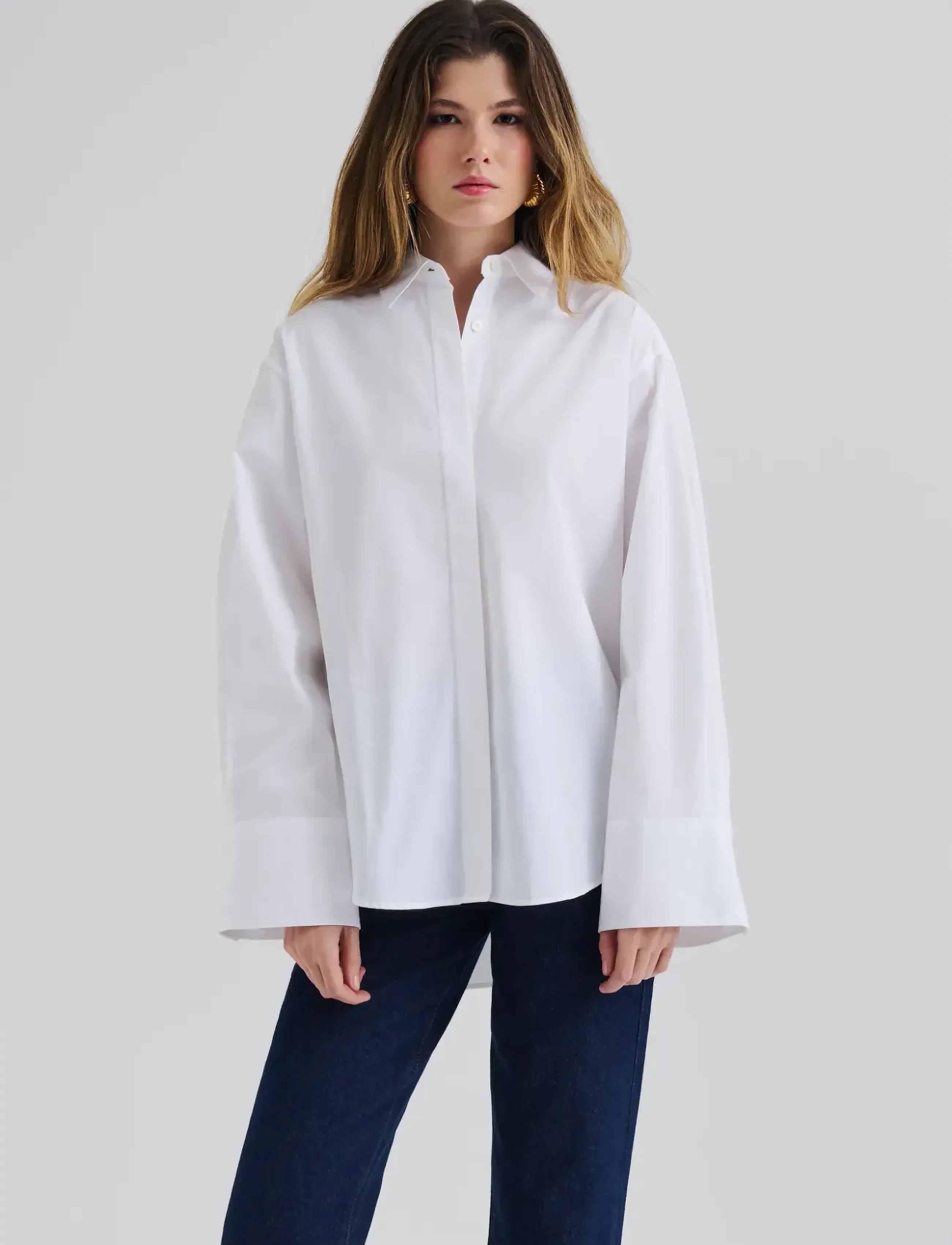 Malina - Classic Poplin Shirt - denimskjorter - white - 4