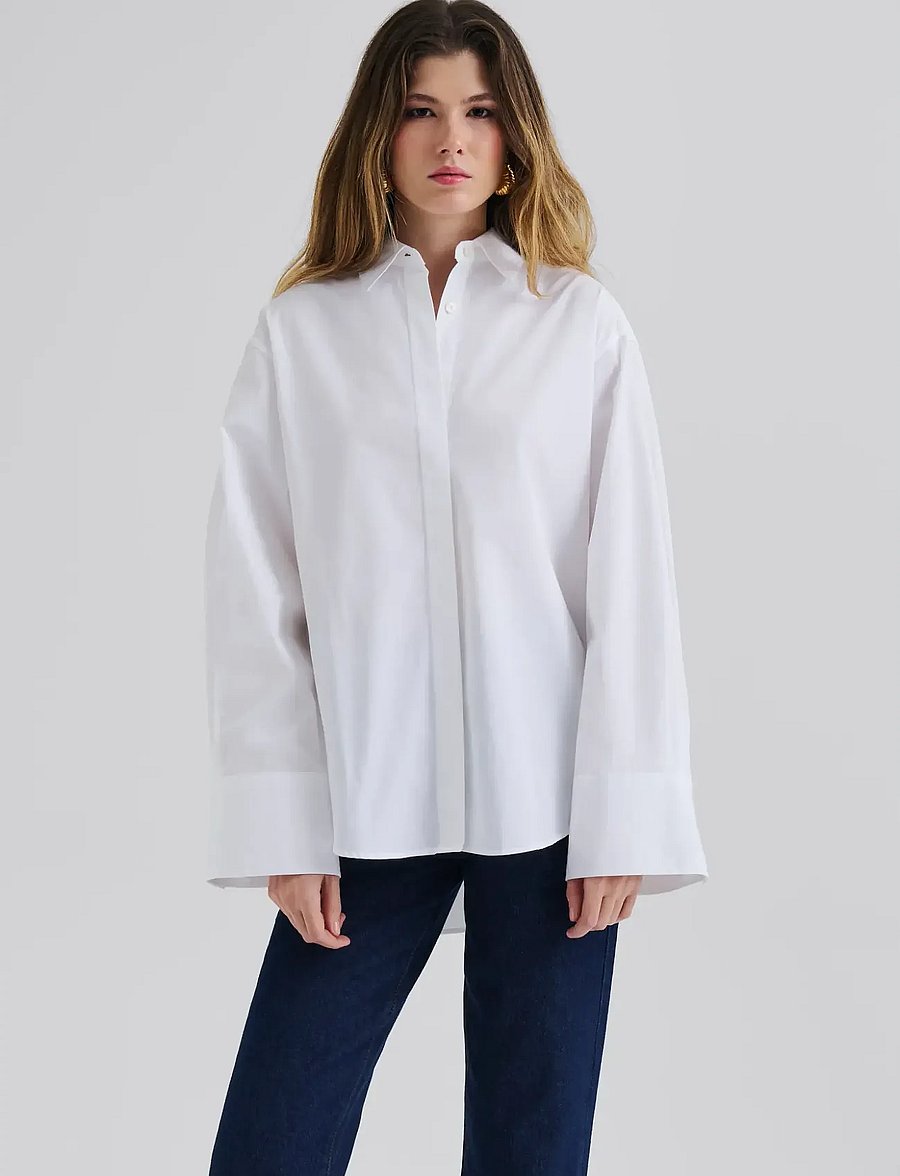 Malina - Classic Poplin Shirt - denimskjorter - white - 4
