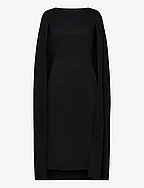 Norah cape detail midi dress - BLACK