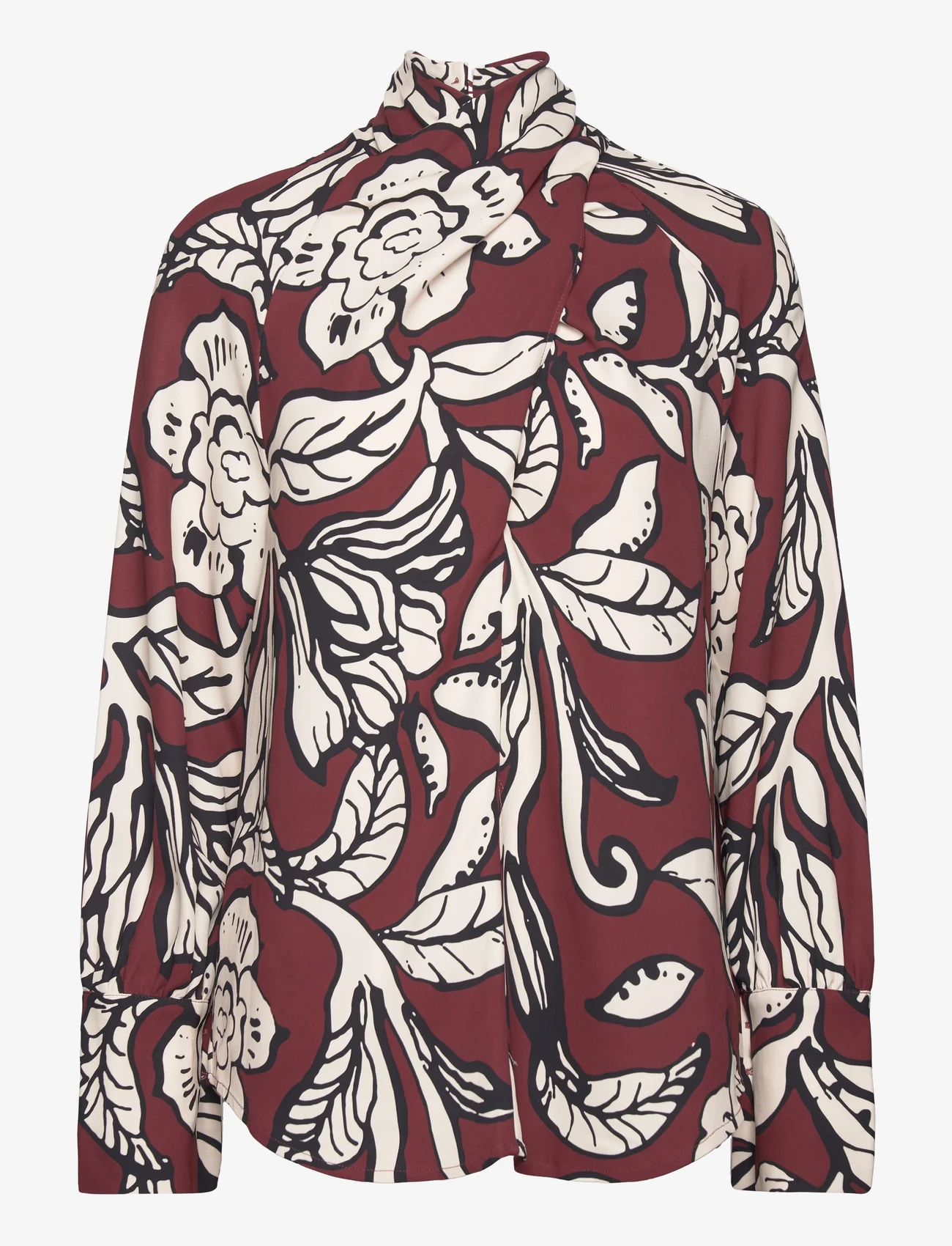 Malina - Savannah twisted neck detail blouse - long-sleeved blouses - pencil floral - 0
