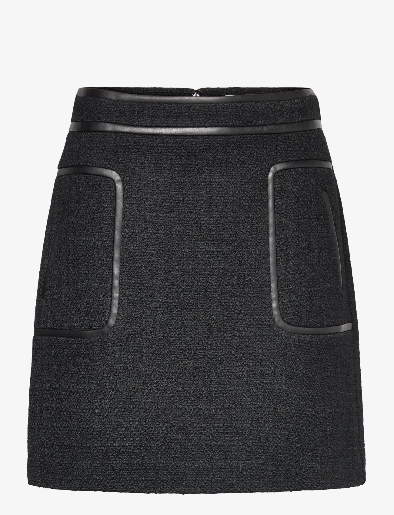 Malina - Paige boucle wool blend mini skirt - kort skjørt - black - 0
