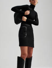 Malina - Paige boucle wool blend mini skirt - kort skjørt - black - 3