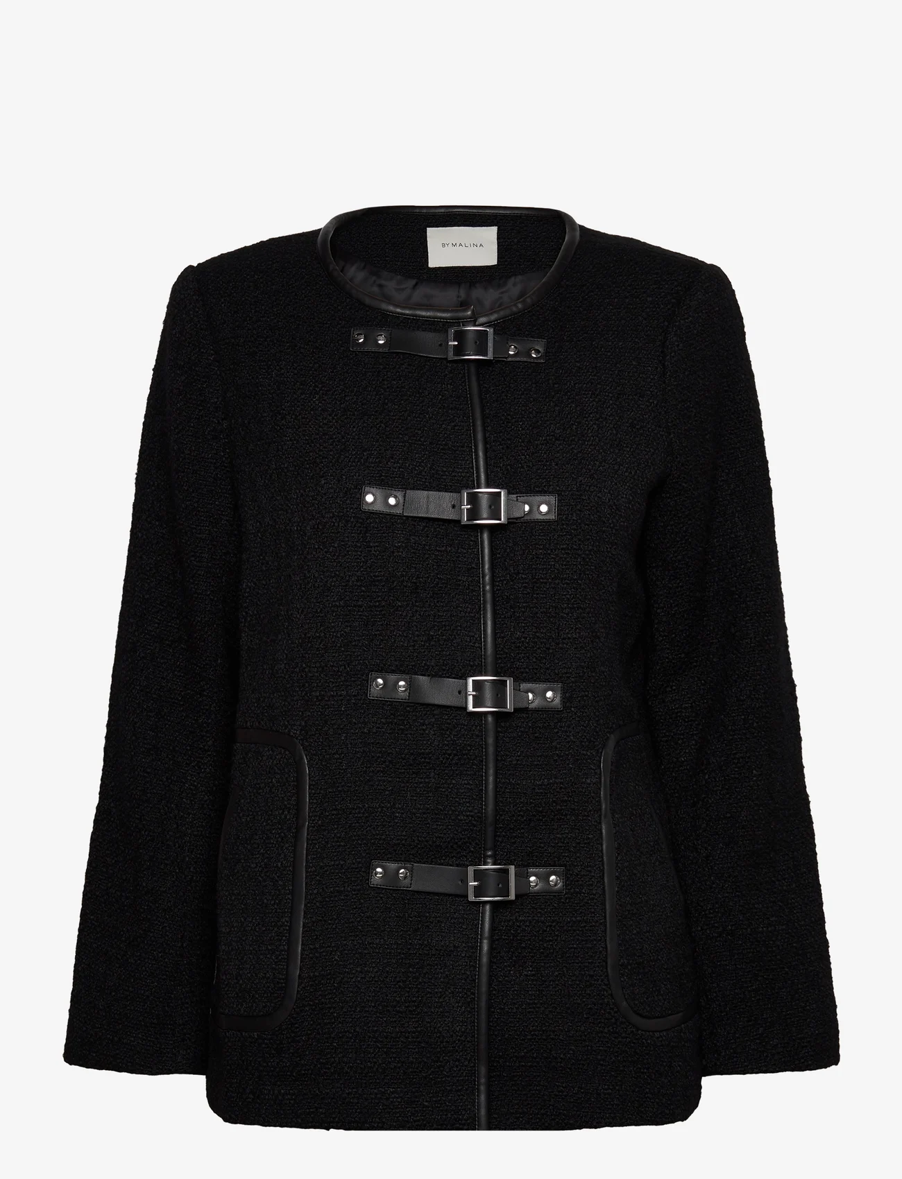 Malina - Malia boucle wool blend jacket - talvitakit - black - 0