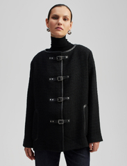 Malina - Malia boucle wool blend jacket - talvitakit - black - 5