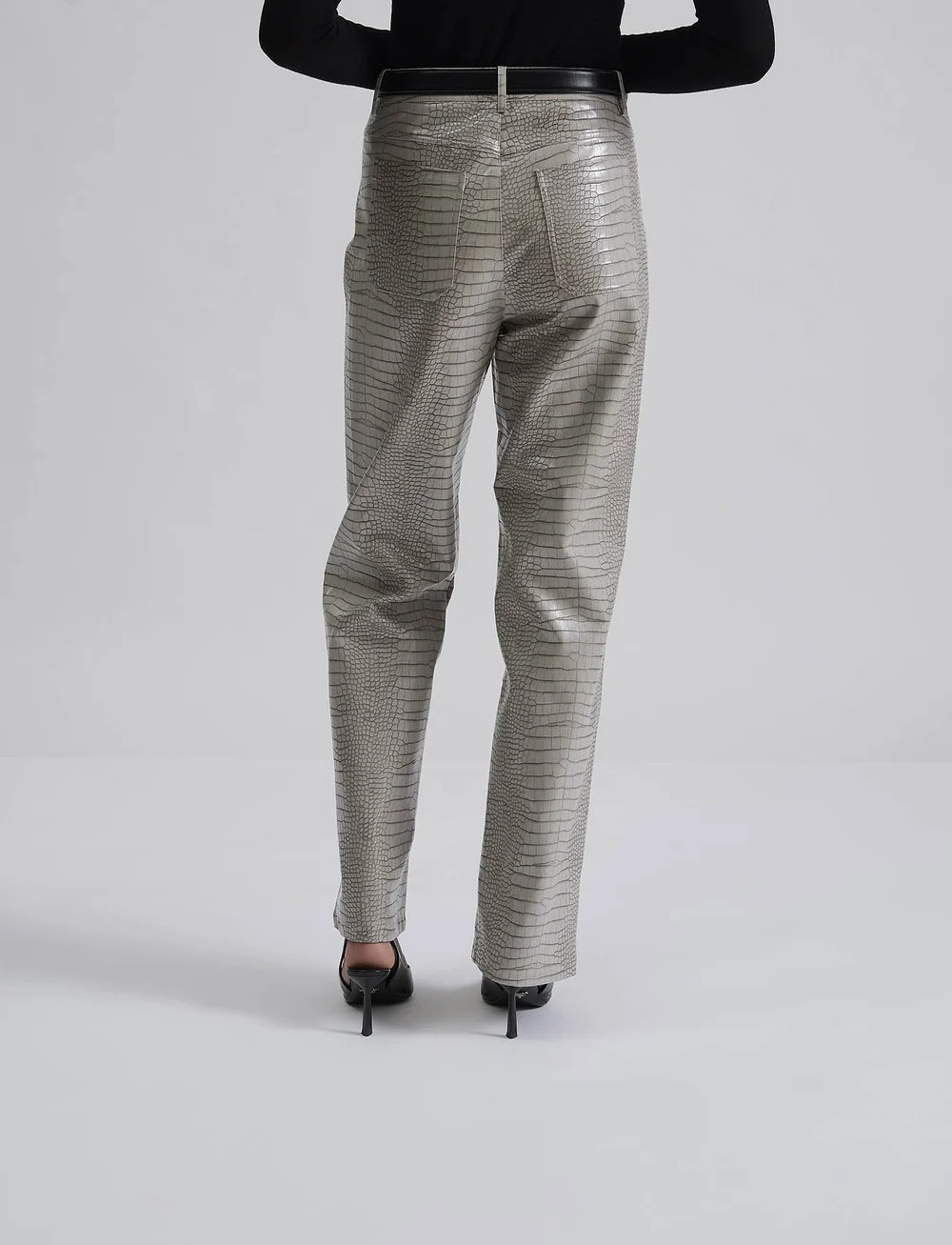 Malina - Daphne straight leg metallic pants - bukser med lige ben - grey - 3