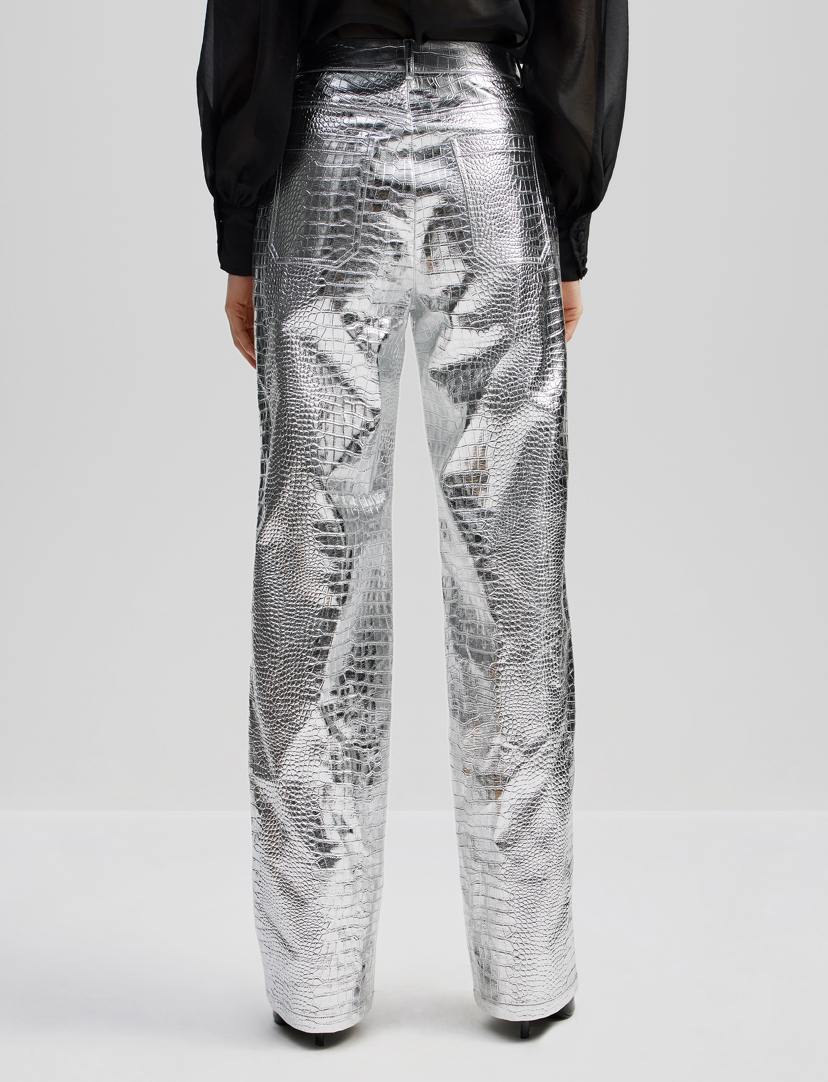 Malina - Daphne straight leg metallic pants - bukser med lige ben - silver - 3