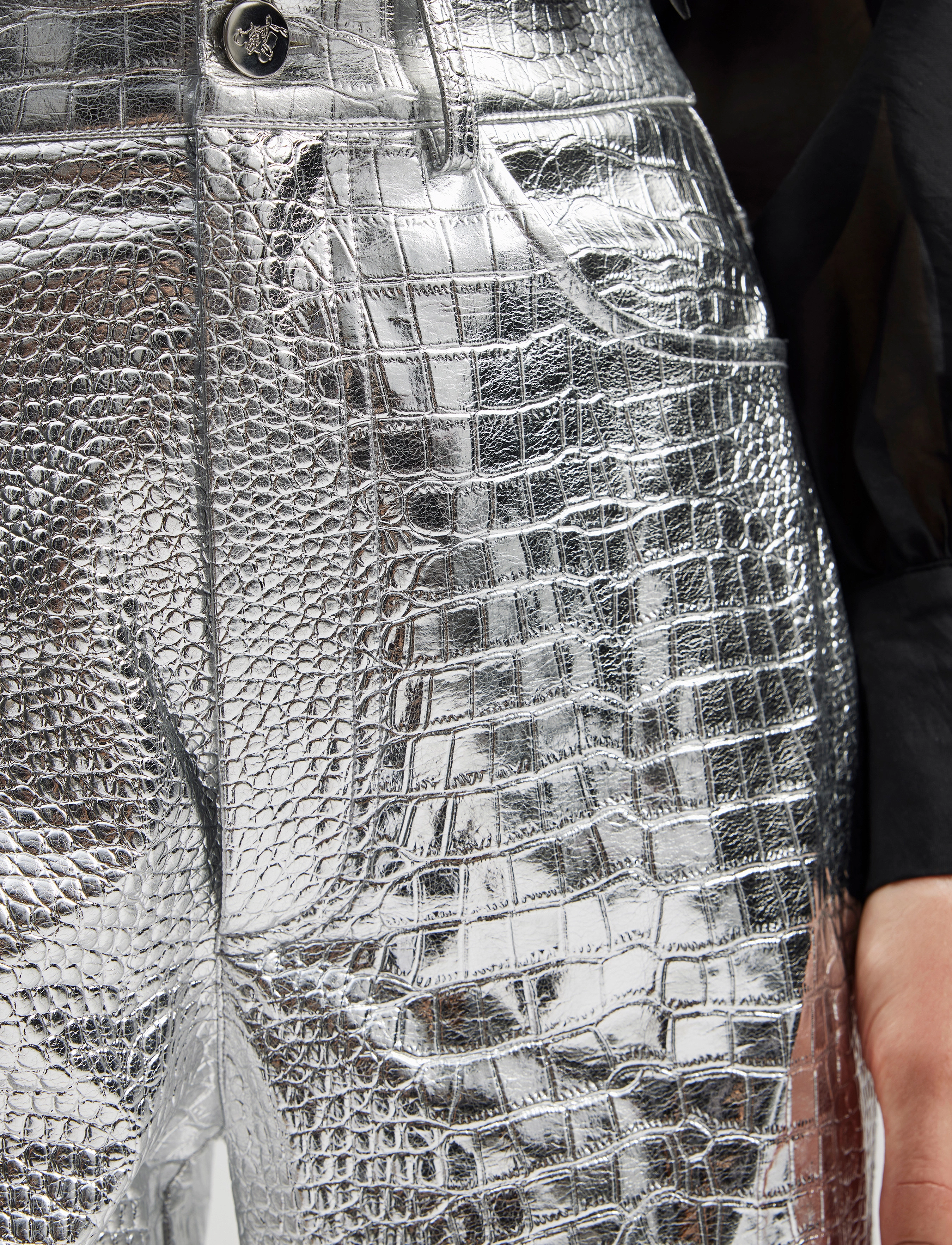 Malina - Daphne straight leg metallic pants - bukser med lige ben - silver - 5