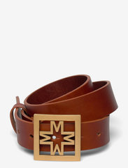 Iconic thin leather belt - COGNAC
