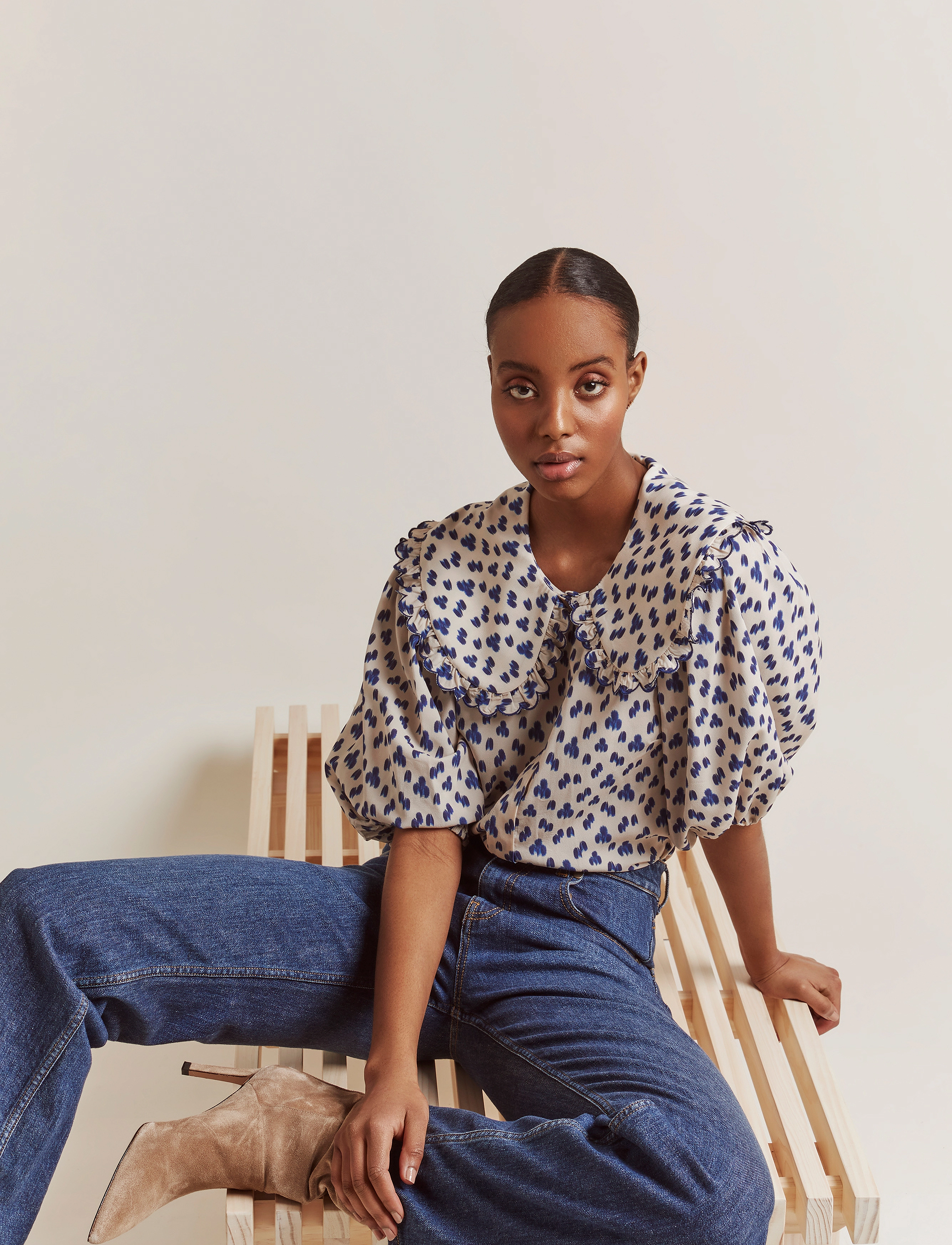 By Malina - Joelle Blouse - blue drops - 4