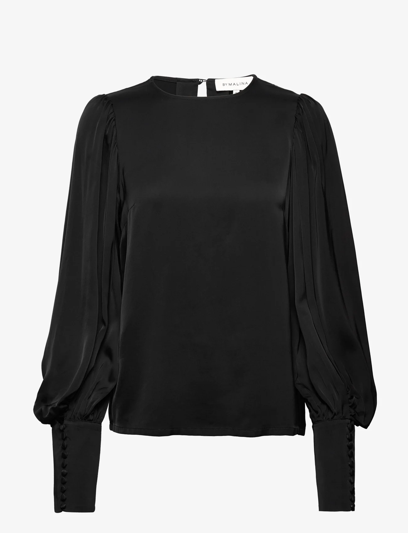 Malina - Rina balloon sleeve blouse - långärmade blusar - black - 0