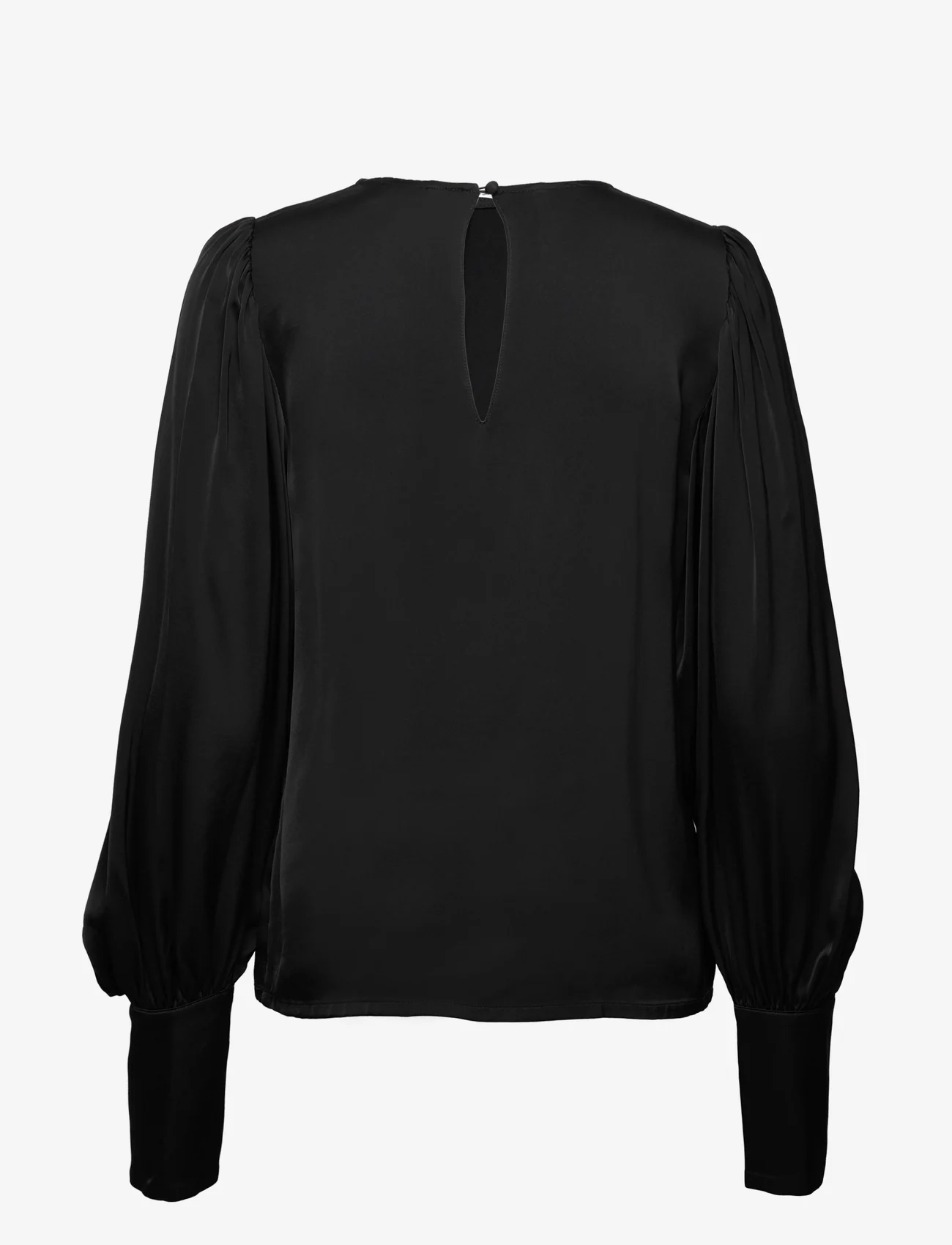 Malina - Rina balloon sleeve blouse - langermede bluser - black - 1