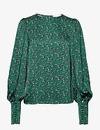 Rina balloon sleeve blouse - GREEN LEO