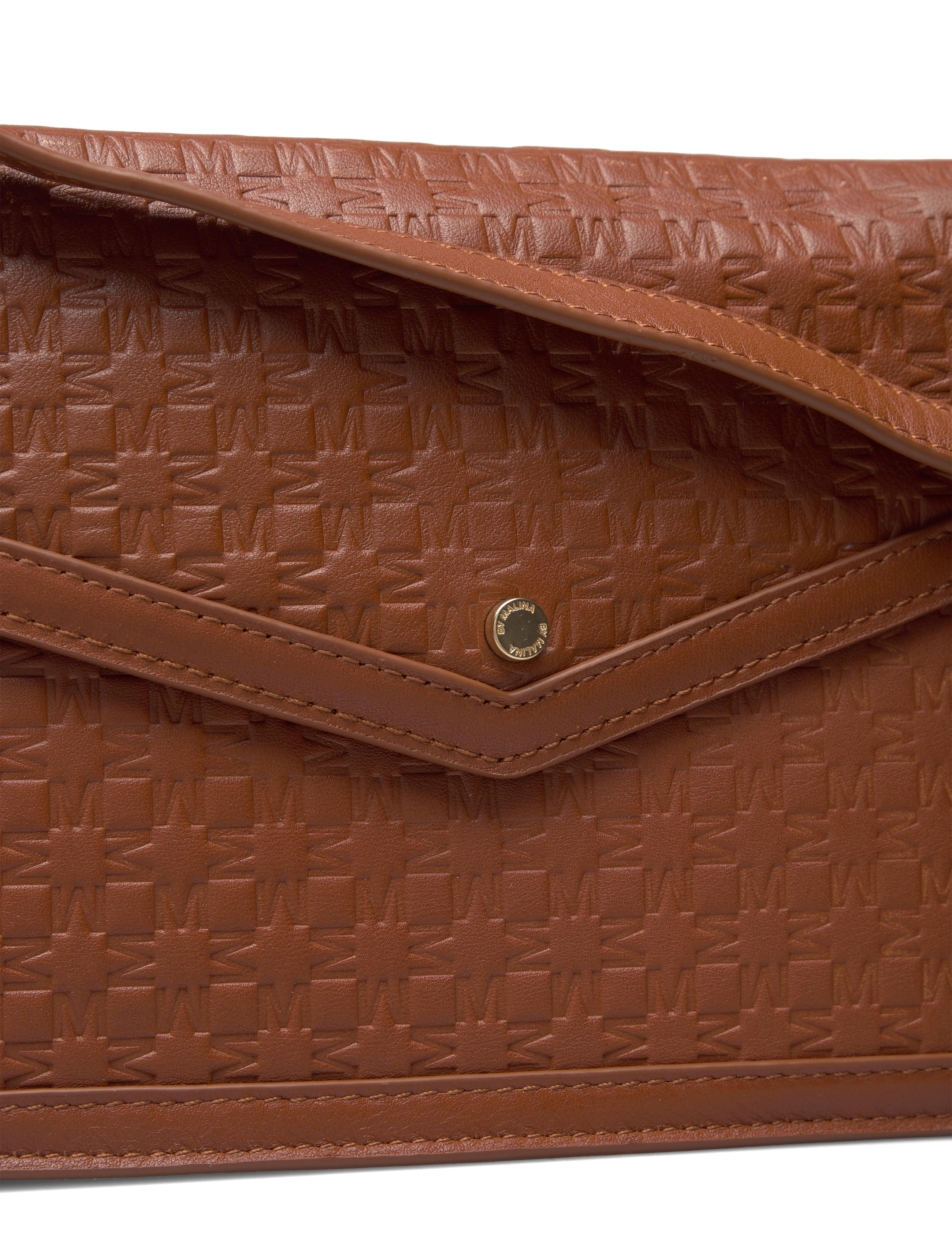 Malina - Leather Envelope Bag - cognac embossed - 3