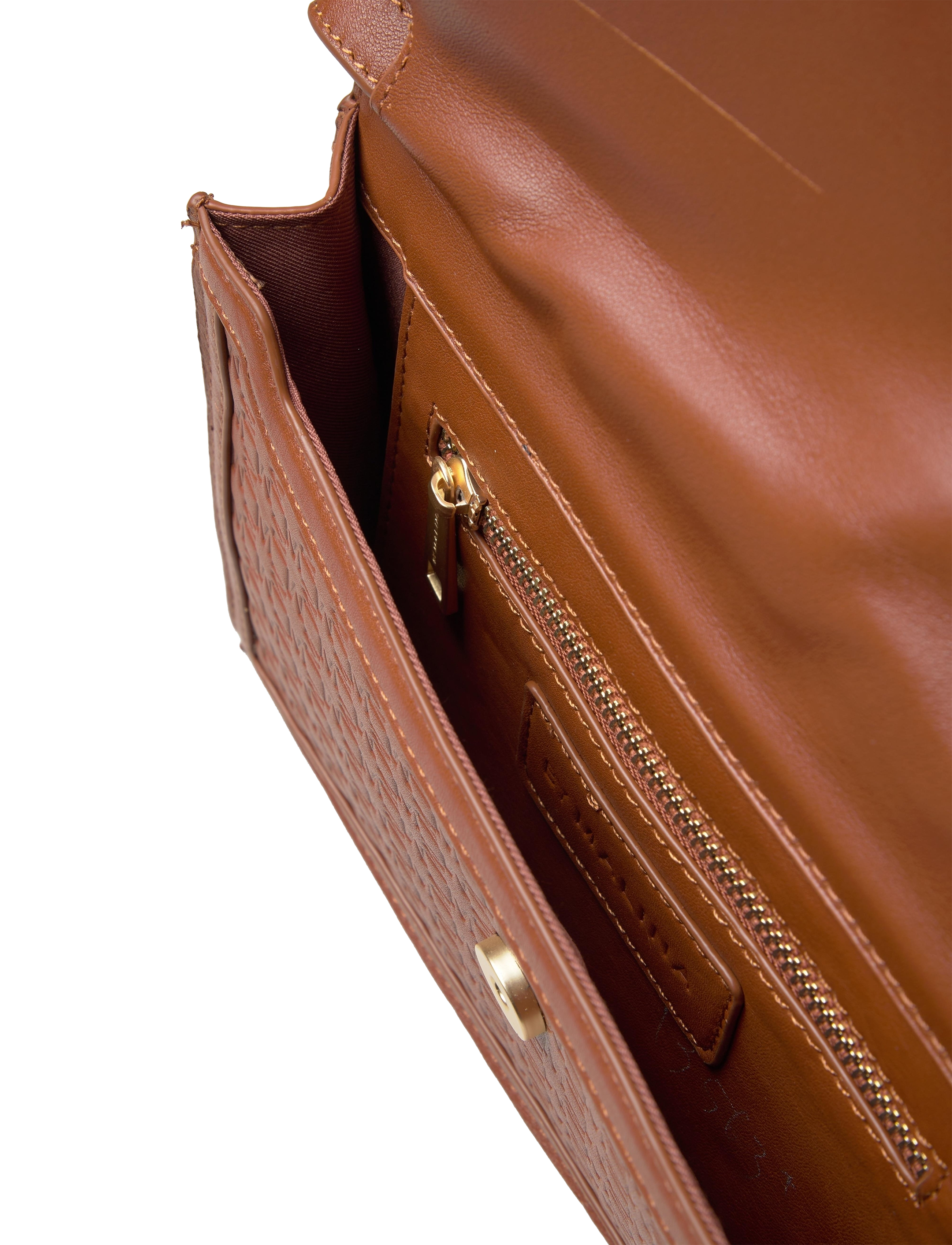 Malina - Leather Envelope Bag - cognac embossed - 4