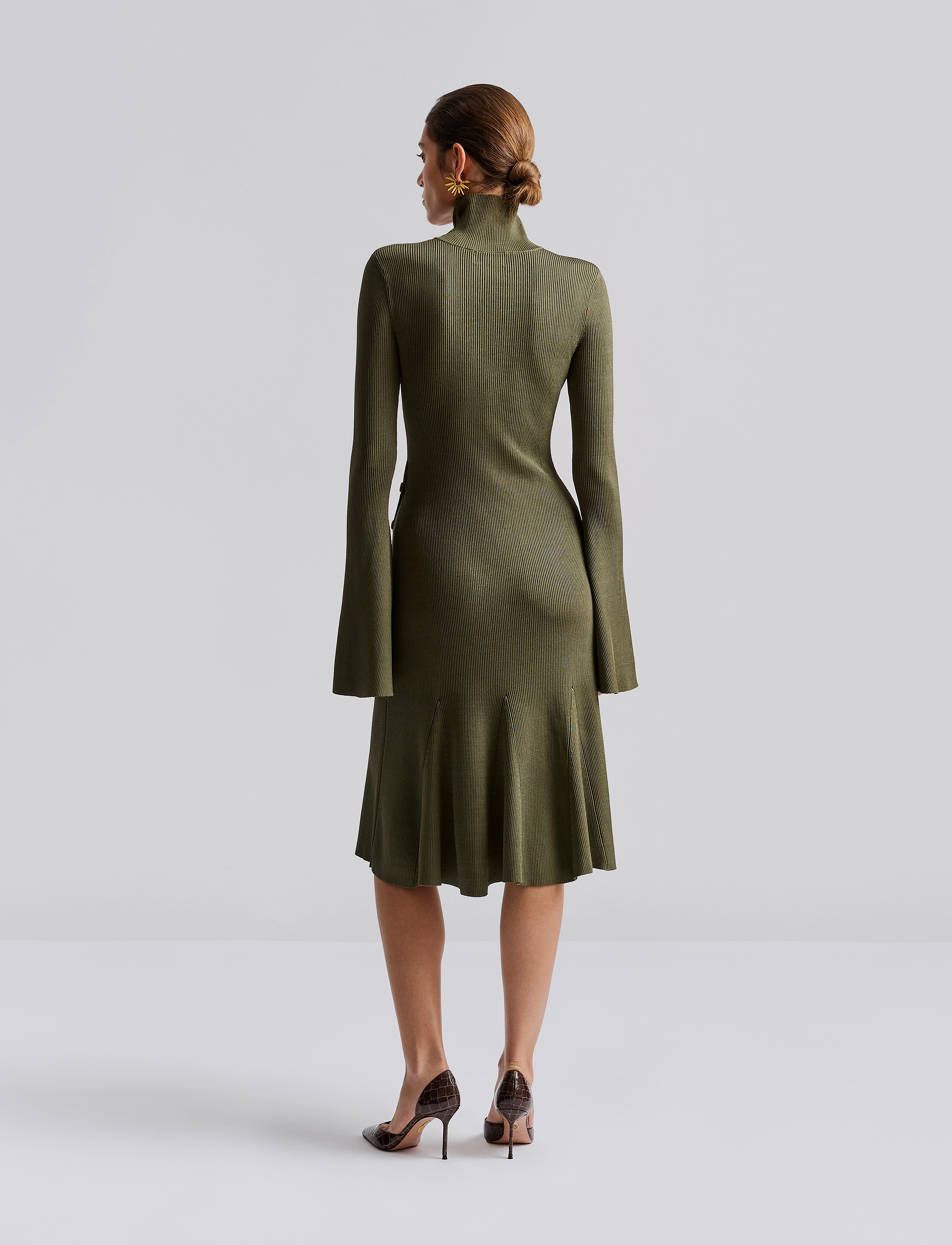 Malina - Polly knitted midi dress - knitted dresses - olive - 3