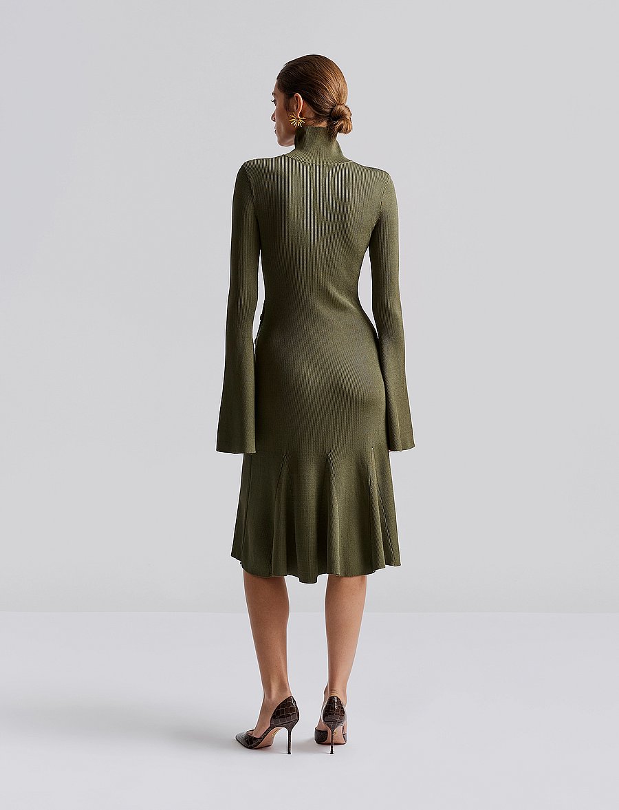 Malina - Polly knitted midi dress - stickade klänningar - olive - 3