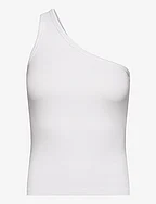 Cecilie ribbed one-shoulder top - WHITE