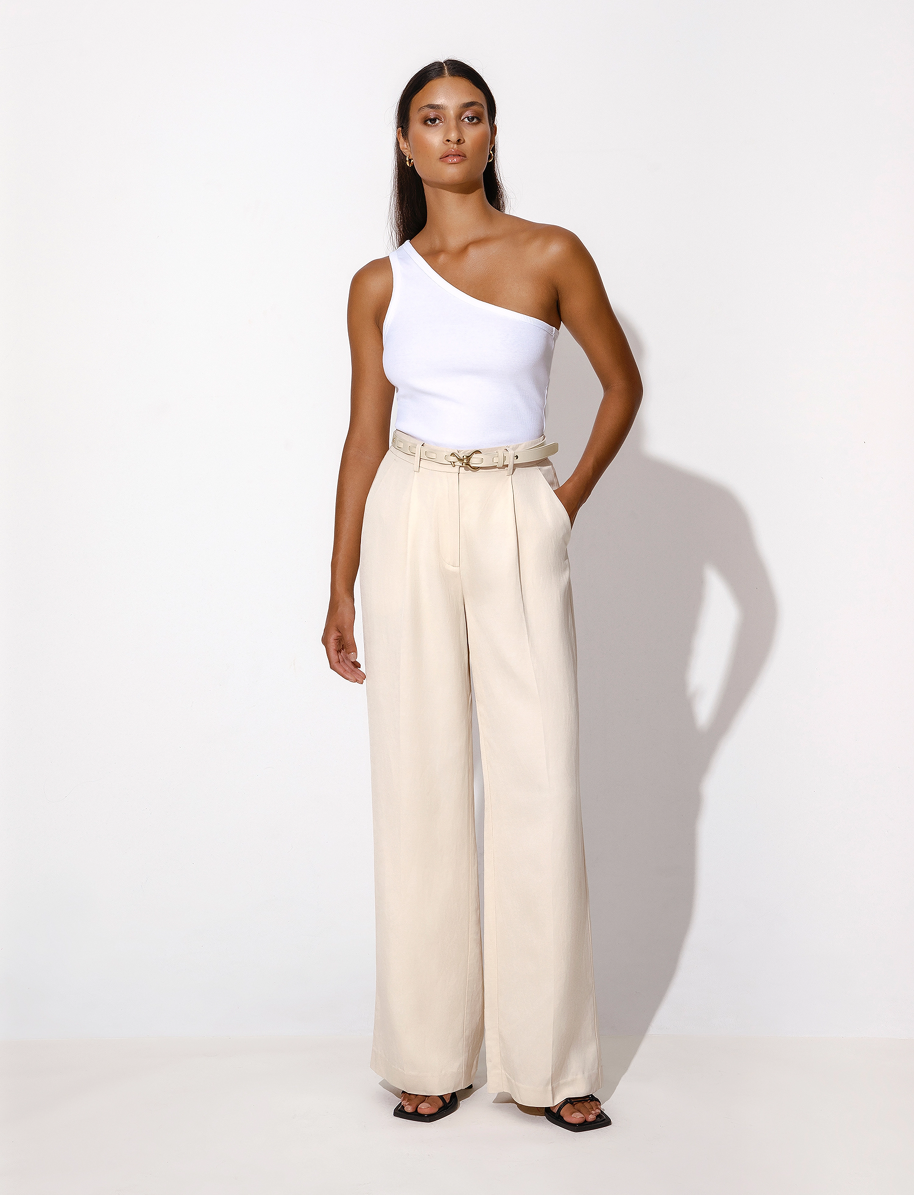 Malina - Cecilie ribbed one-shoulder top - white - 2