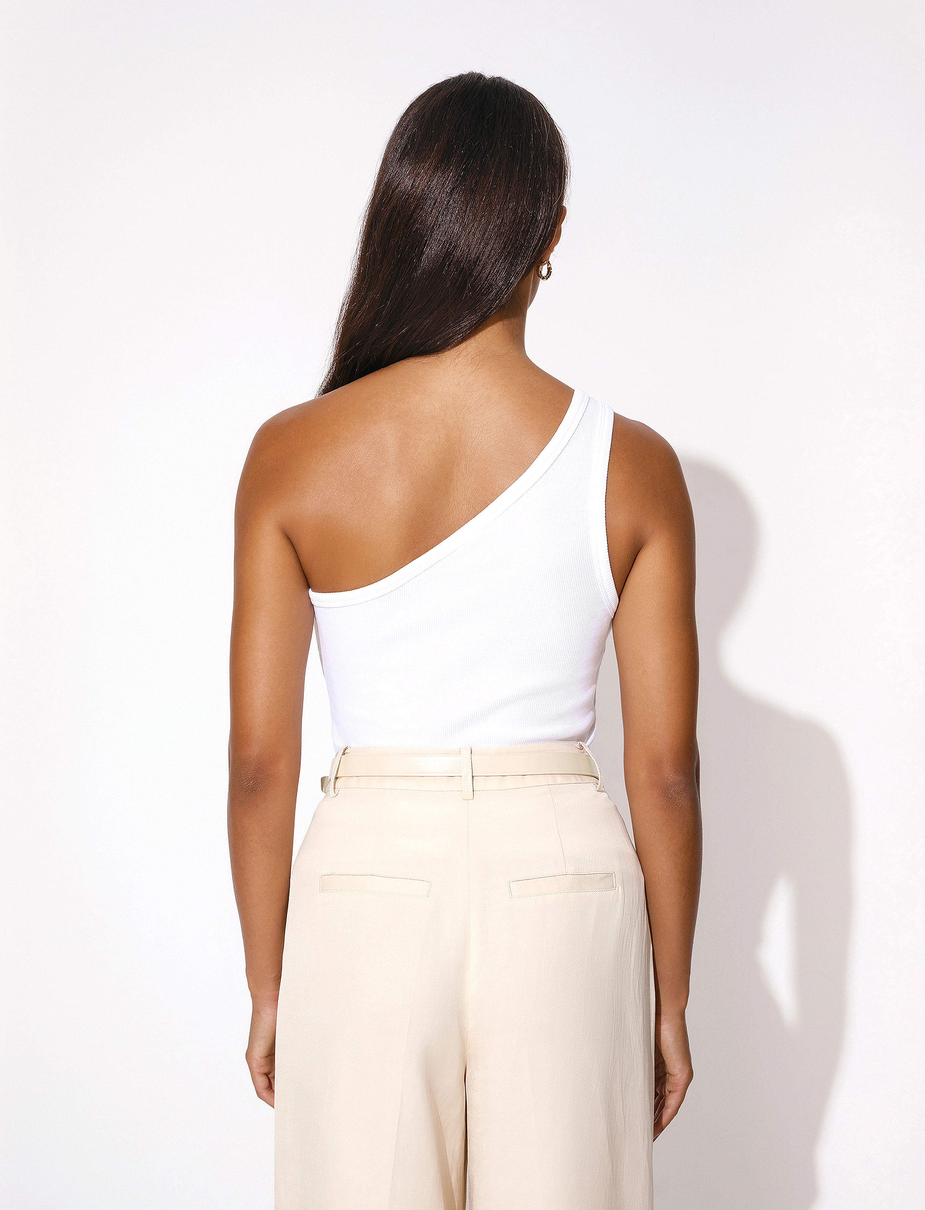 Malina - Cecilie ribbed one-shoulder top - white - 5