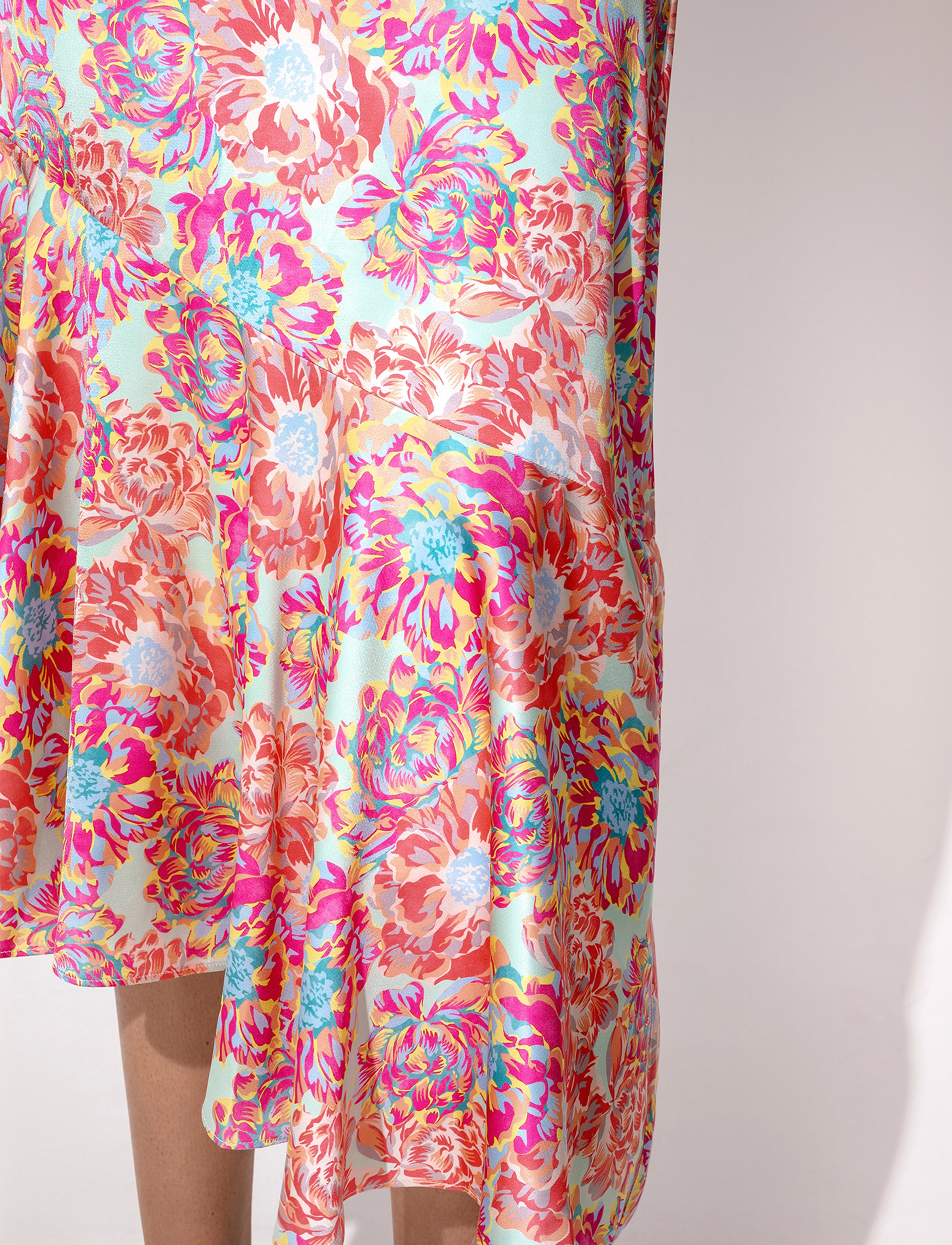 Malina - Cissi printed midi satin skirt - peony - 5