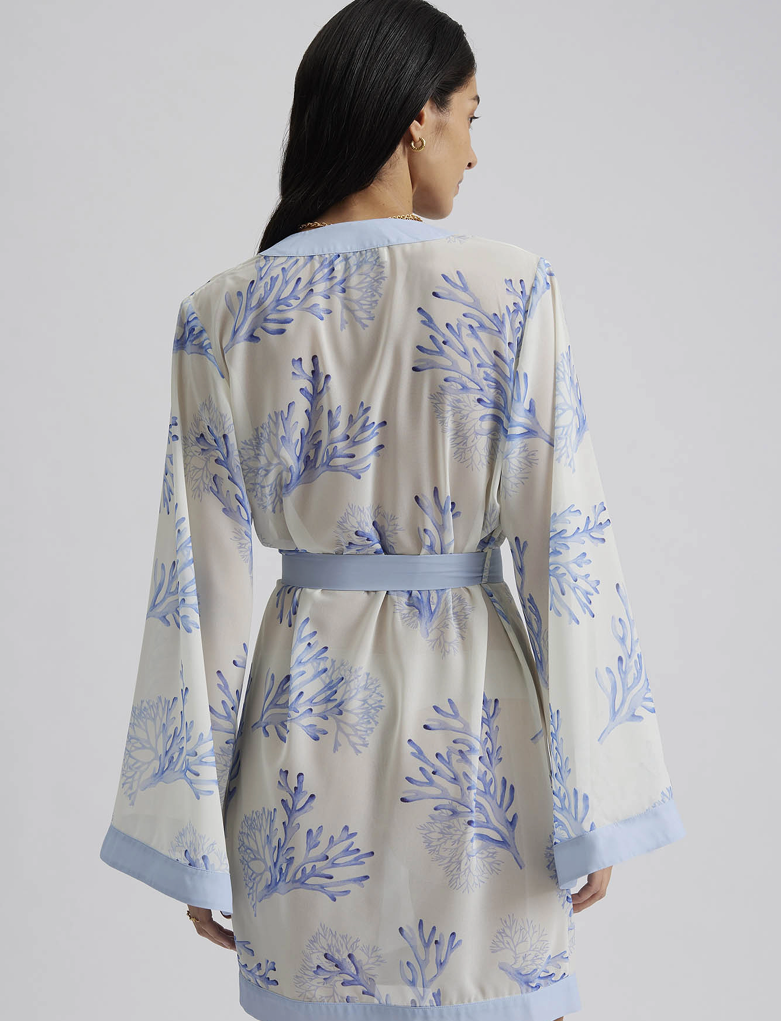 Malina - Dalia printed wrap kaftan - coral blue - 3