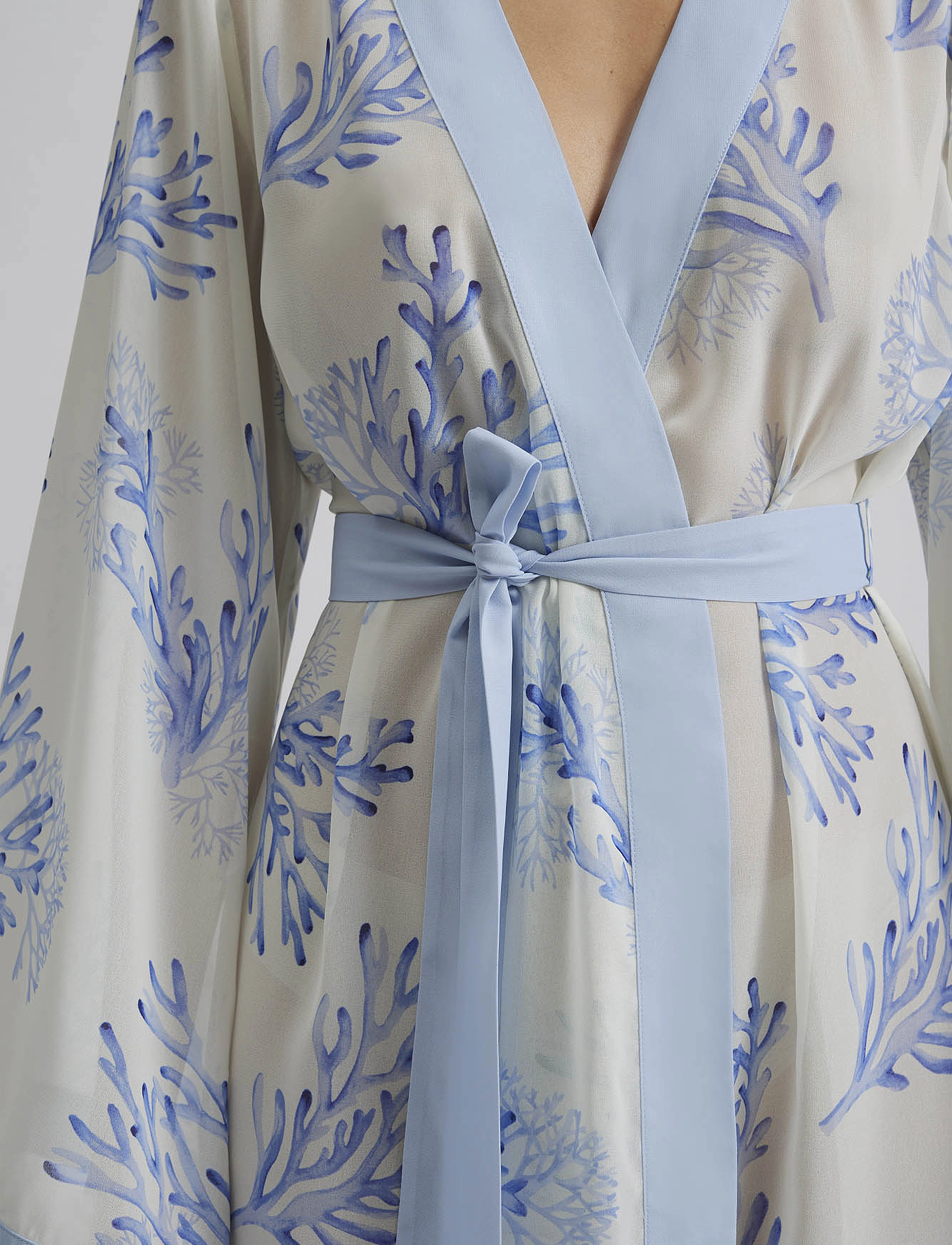 Malina - Dalia printed wrap kaftan - coral blue - 5
