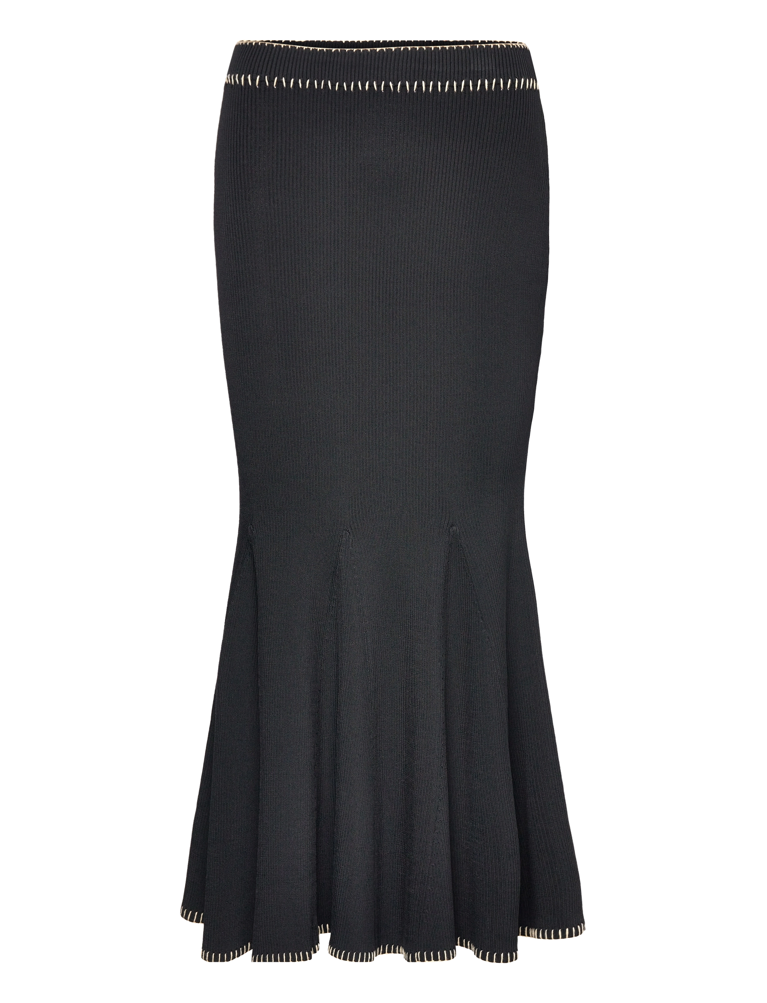 Malina - Faye stitch detail knitted midi skirt - black - 1