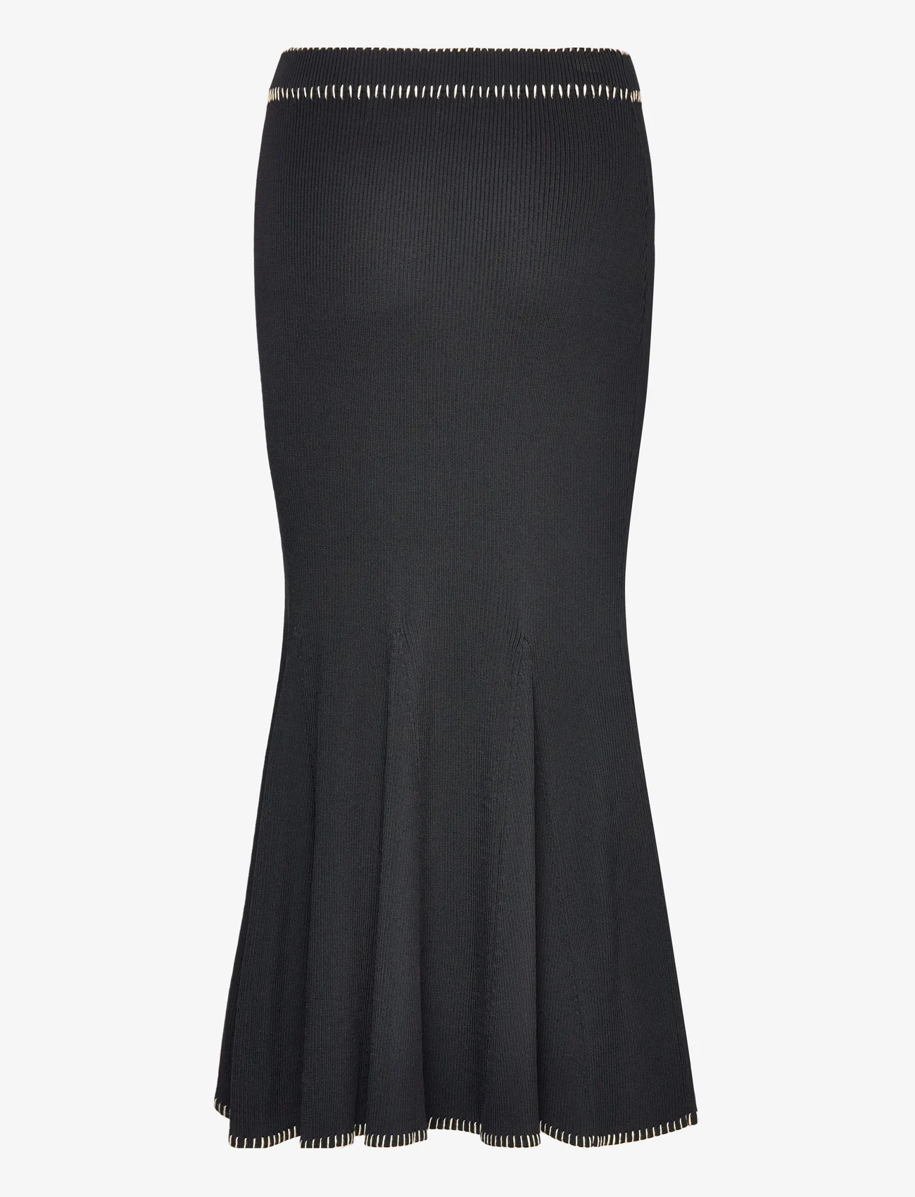 Malina - Faye stitch detail knitted midi skirt - stickade kjolar - black - 1