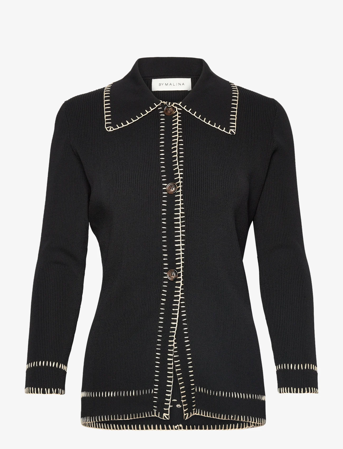 Malina - Grace stitch detail knitted top - jakas - black - 0