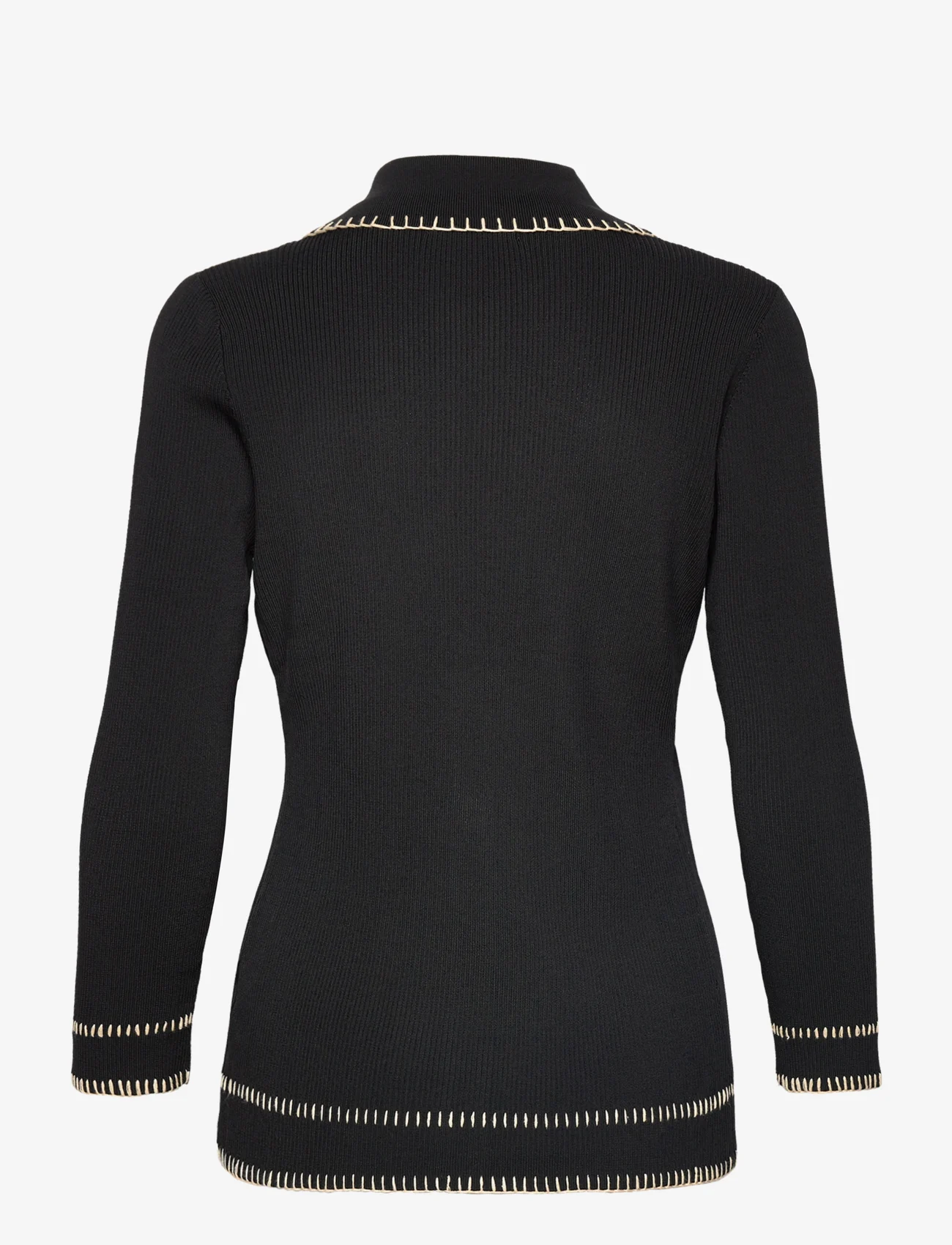 Malina - Grace stitch detail knitted top - koftor - black - 1
