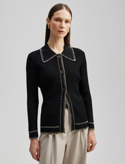 Malina - Grace stitch detail knitted top - cardigans - black - 5