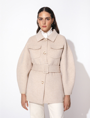 Malina - Joanna checkered wool jacket belt - ziemas jakas - macadamia houndstooth - 2