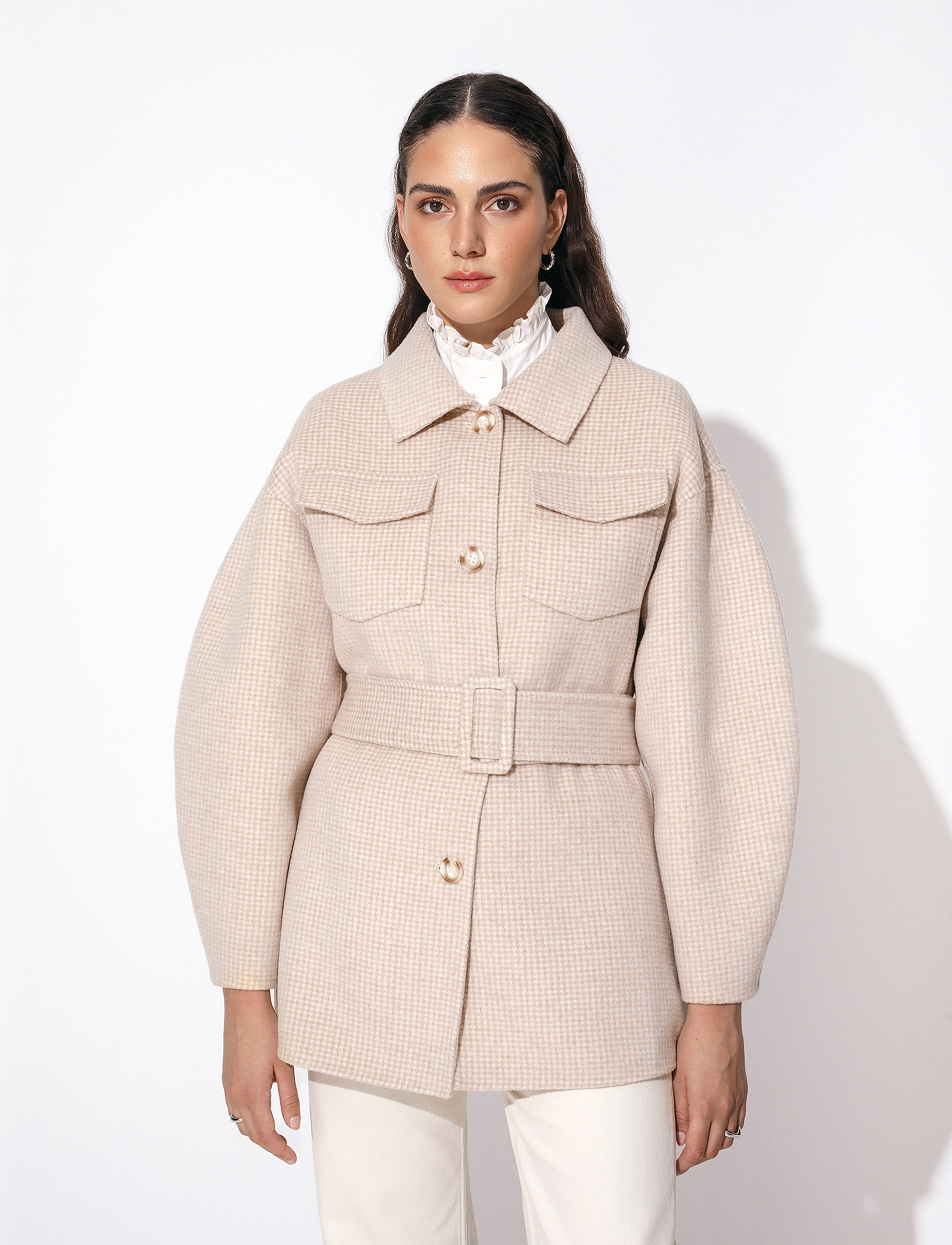 Malina - Joanna Wool Jacket - macadamia houndstooth - 2