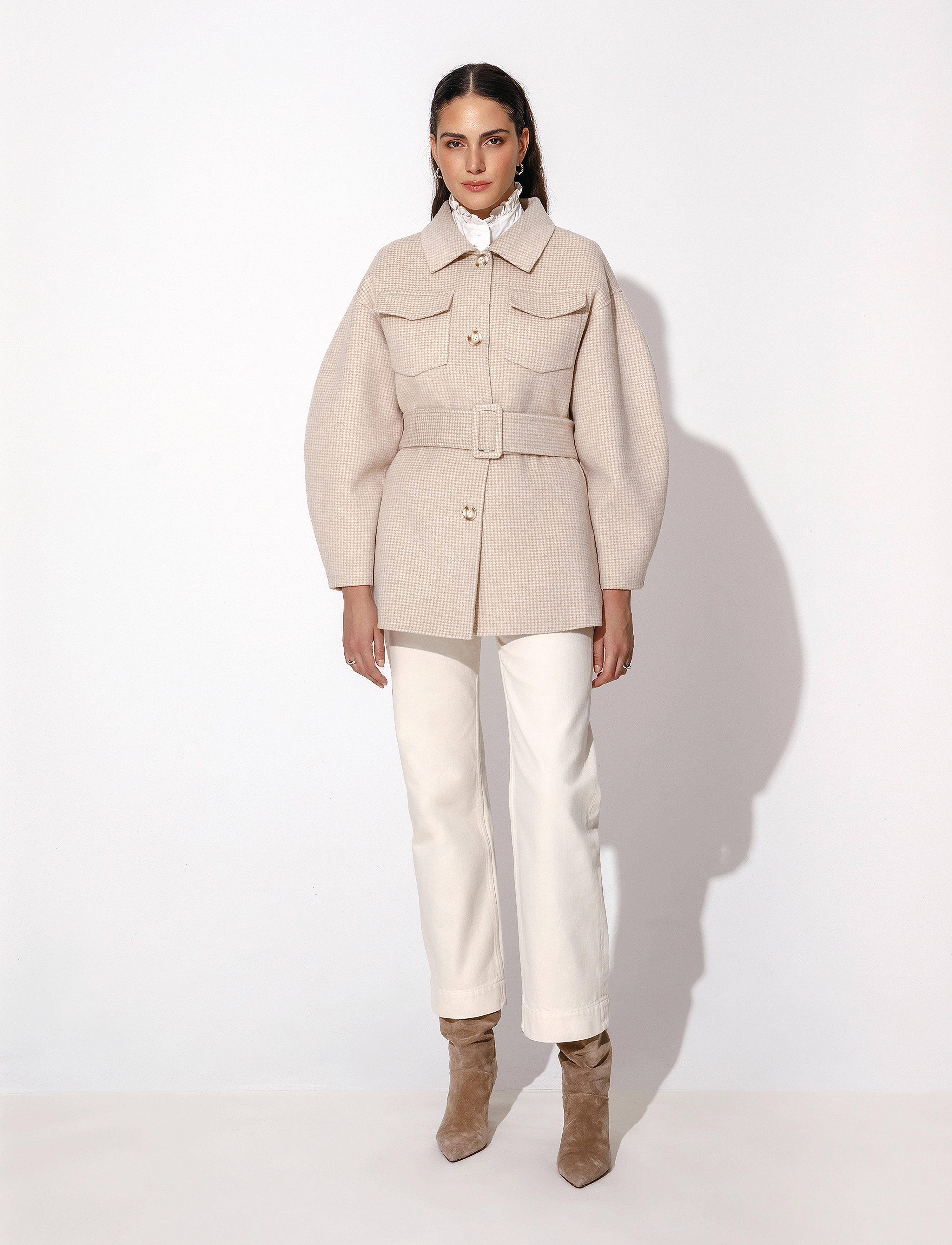 Malina - Joanna Wool Jacket - macadamia houndstooth - 4