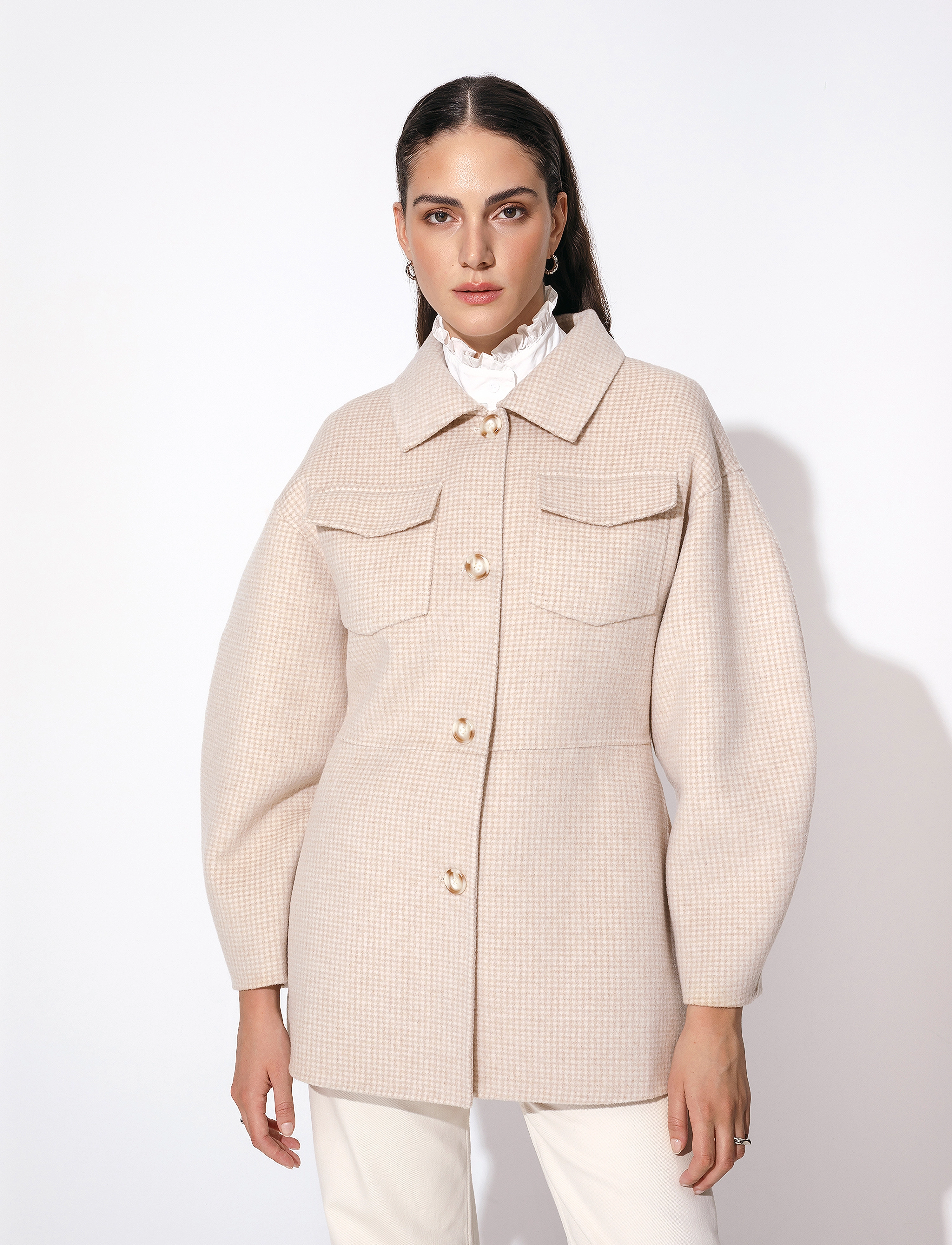 Malina - Joanna Wool Jacket - macadamia houndstooth - 5